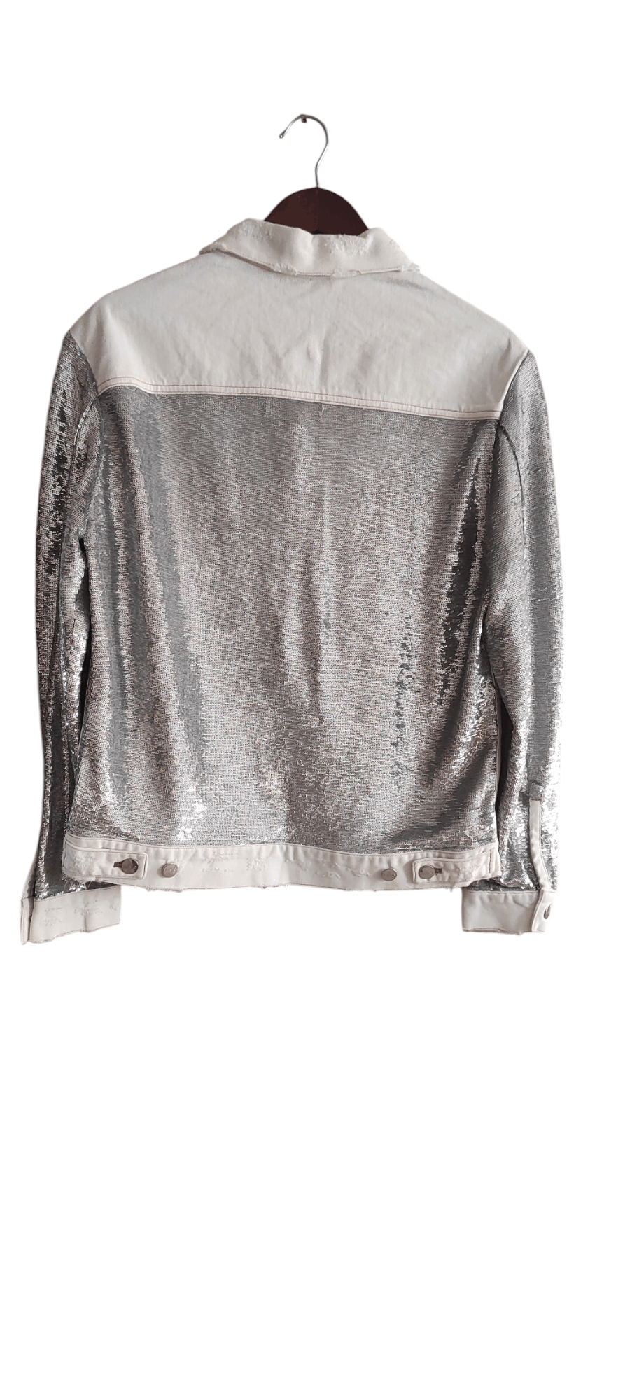 Iro Iro "Nanopo" frayed Denim Jacket Sequined Sleeves and Back. Size M / US 6-8 / IT 42-44 - 7 Thumbnail