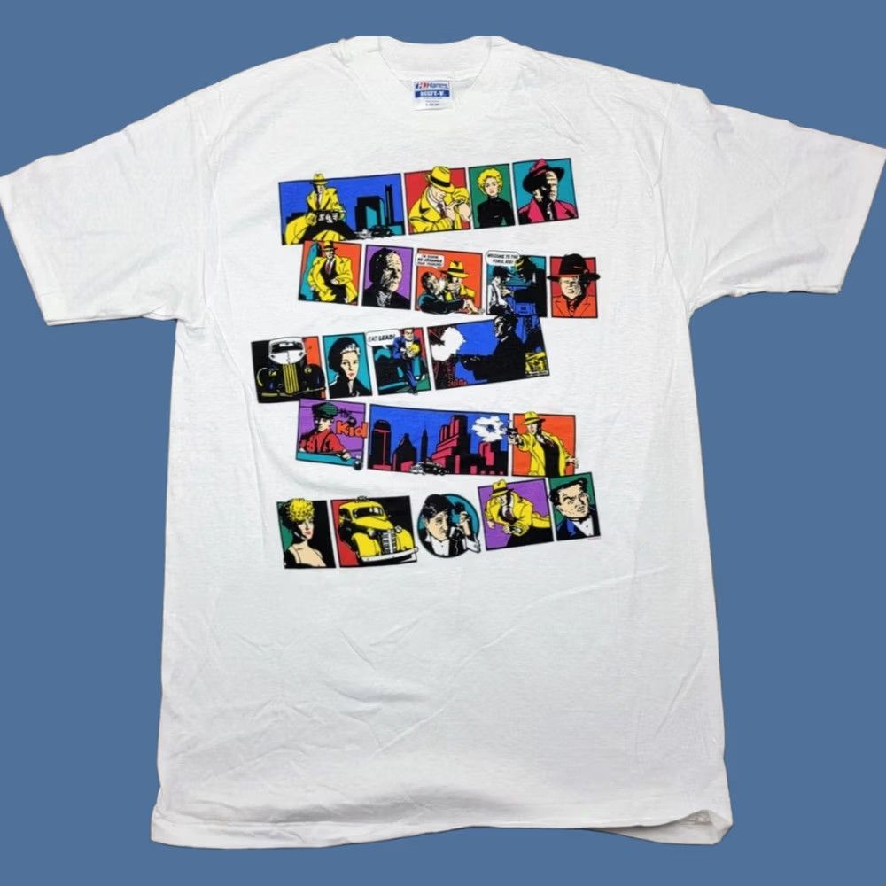 Hanes Dick Tracy Shirt Hanes Beefy-T Vintage 90s White Crew Neck Short Sleeve Mens Large Graphic Print Comics Movie Promo Size US L / EU 52-54 / 3 - 1 Thumbnail
