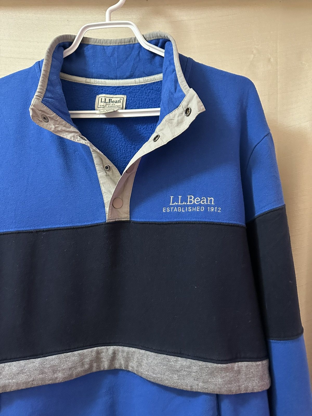 L.L. Bean L.L.Bean Men’s Y2K Pullover Snap Neck Blue Black Size L Tall Size US L / EU 52-54 / 3 - 5 Thumbnail