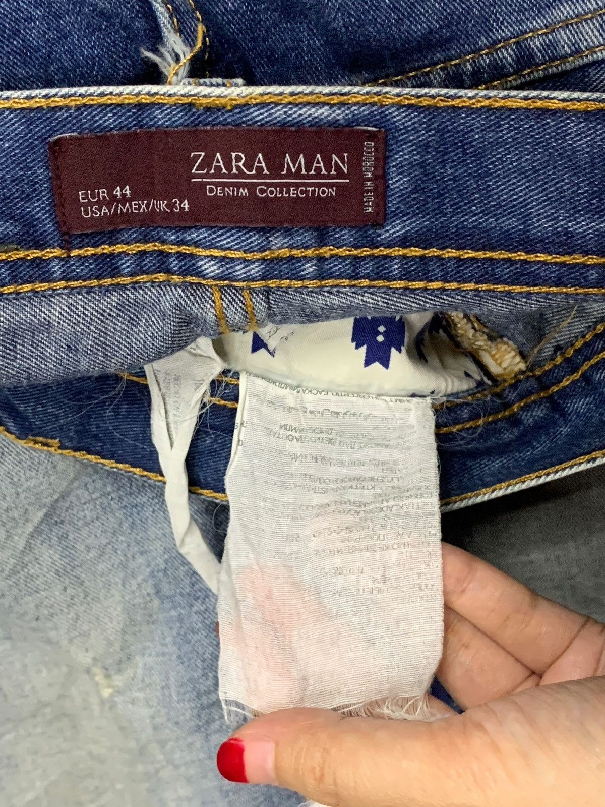 Zara Vintage Zara Man Selvedge Faded Wash Distressed Loose Jeans Size US 37 - 10 Thumbnail