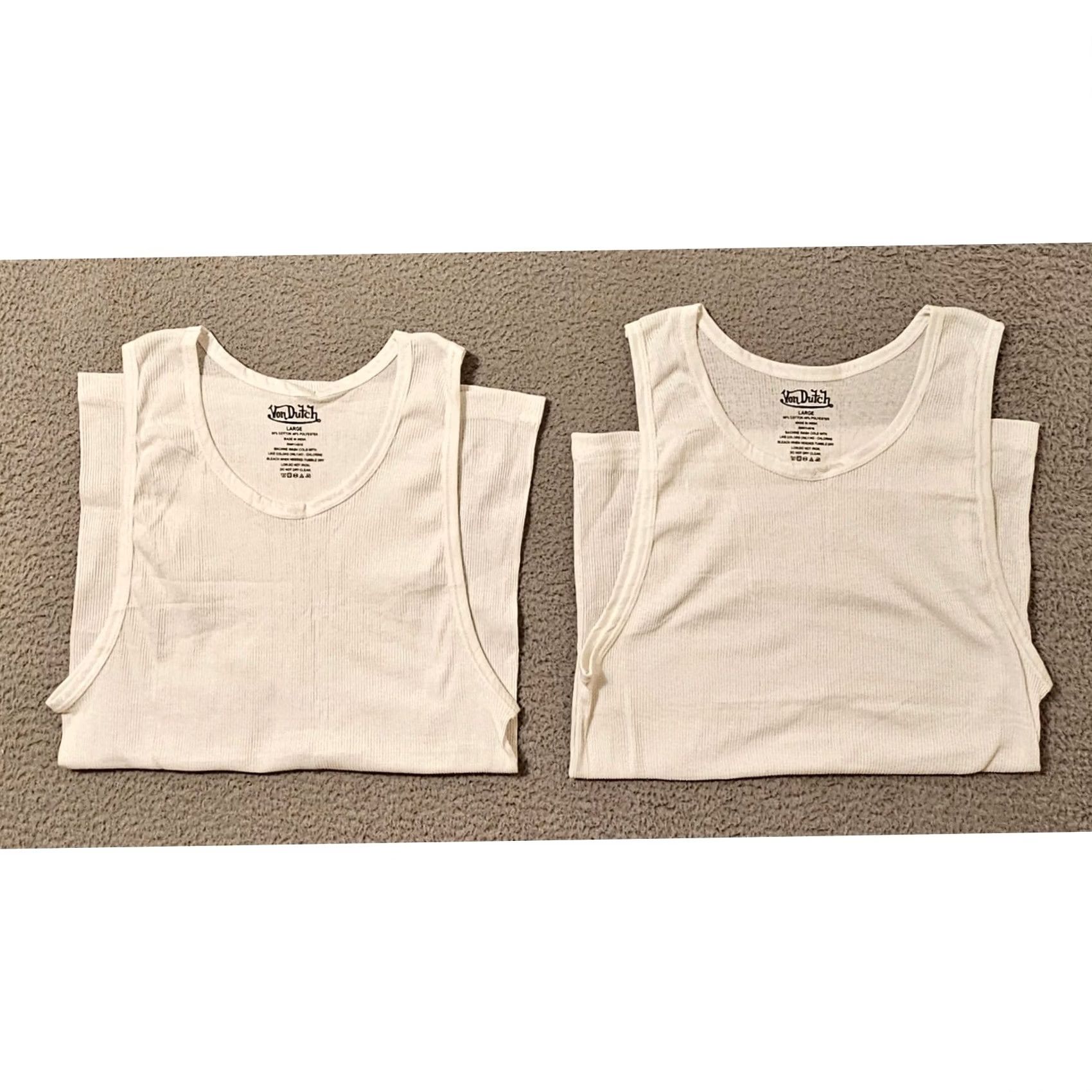 Von Dutch Von Dutch Men's L Cotton Ribbed Tank Tops White Lot of 2 Size US L / EU 52-54 / 3 - 2 Thumbnail