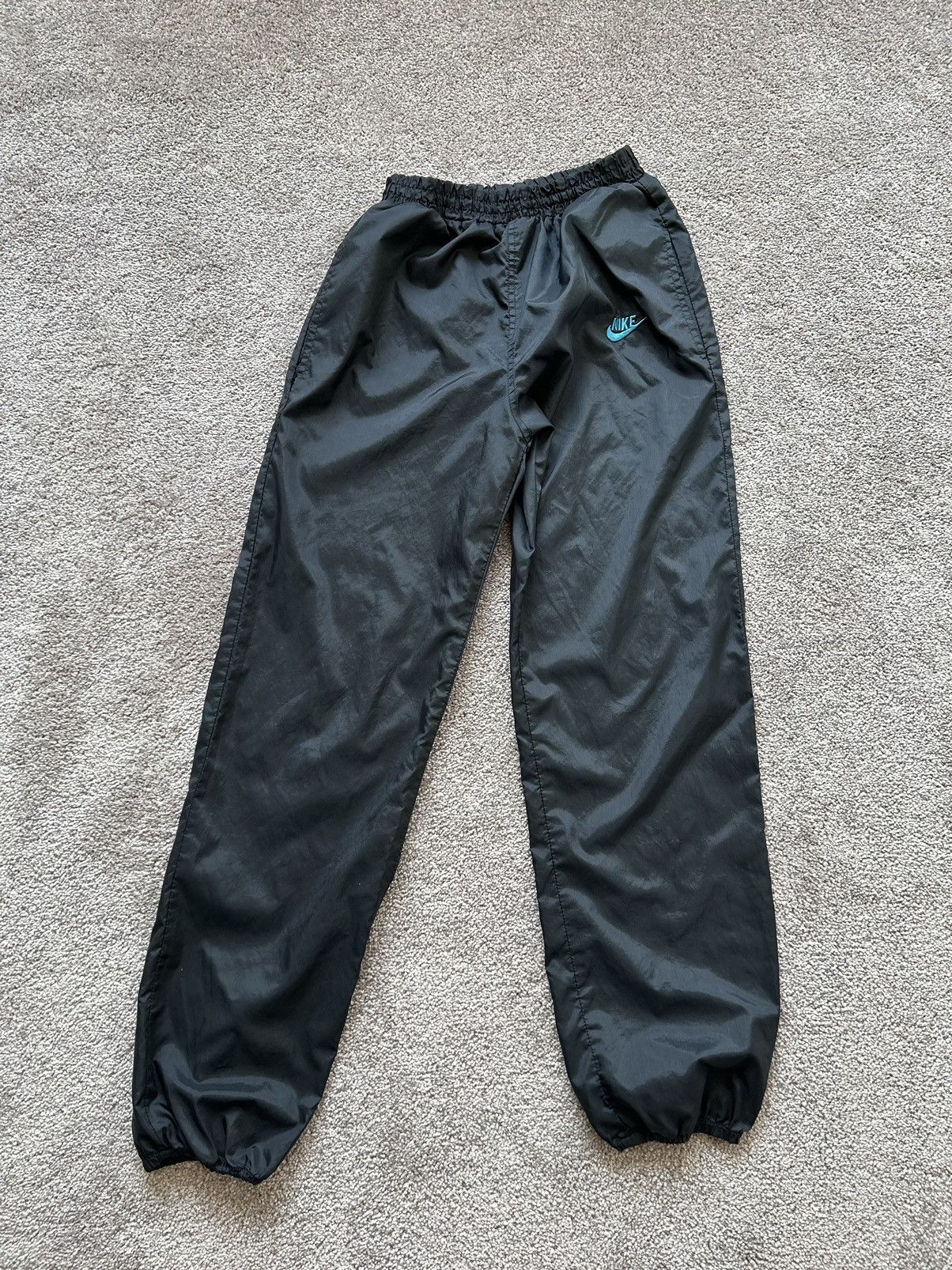 Nike × Vintage Vintage 90s Teal Logo Nike Track Pants Size US 29 - 2 Thumbnail