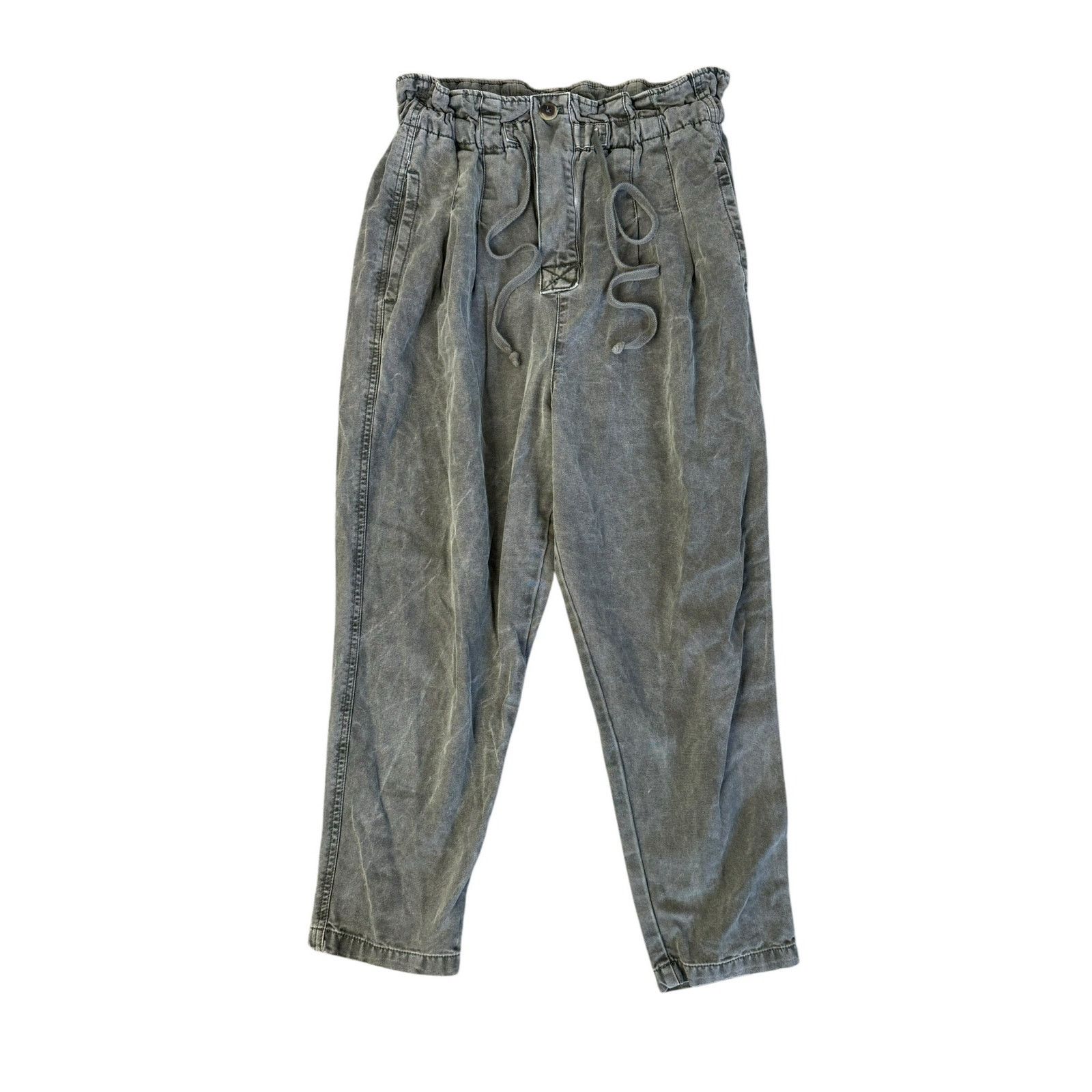 Free People Free People Light Gray Margate Paper Bag Pleated Pants SP Size 28" / US 6 / IT 42 - 3 Thumbnail