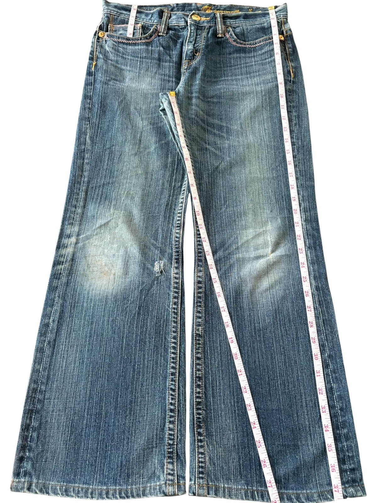 Hysteric Glamour Vintage Japanese Brand Blue Wash Distress Flare Jeans Size 32" / US 10 / IT 46 - 7 Thumbnail