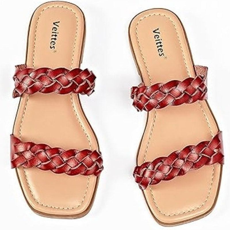 Other Veittes Women's Size 9.5 Brown Faux Leather Slide Sandals Size US 9.5 / IT 39.5 - 5 Thumbnail