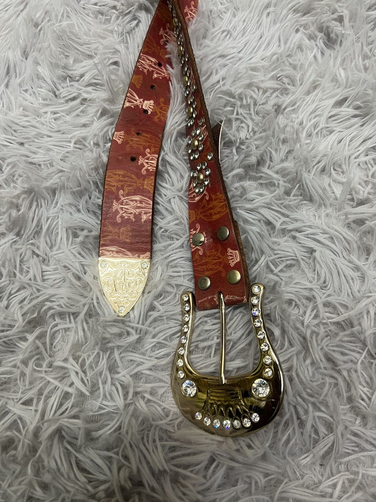 Christian Audigier Christian Audigier Diamond Leather Stud Belt Size ONE SIZE - 6 Thumbnail