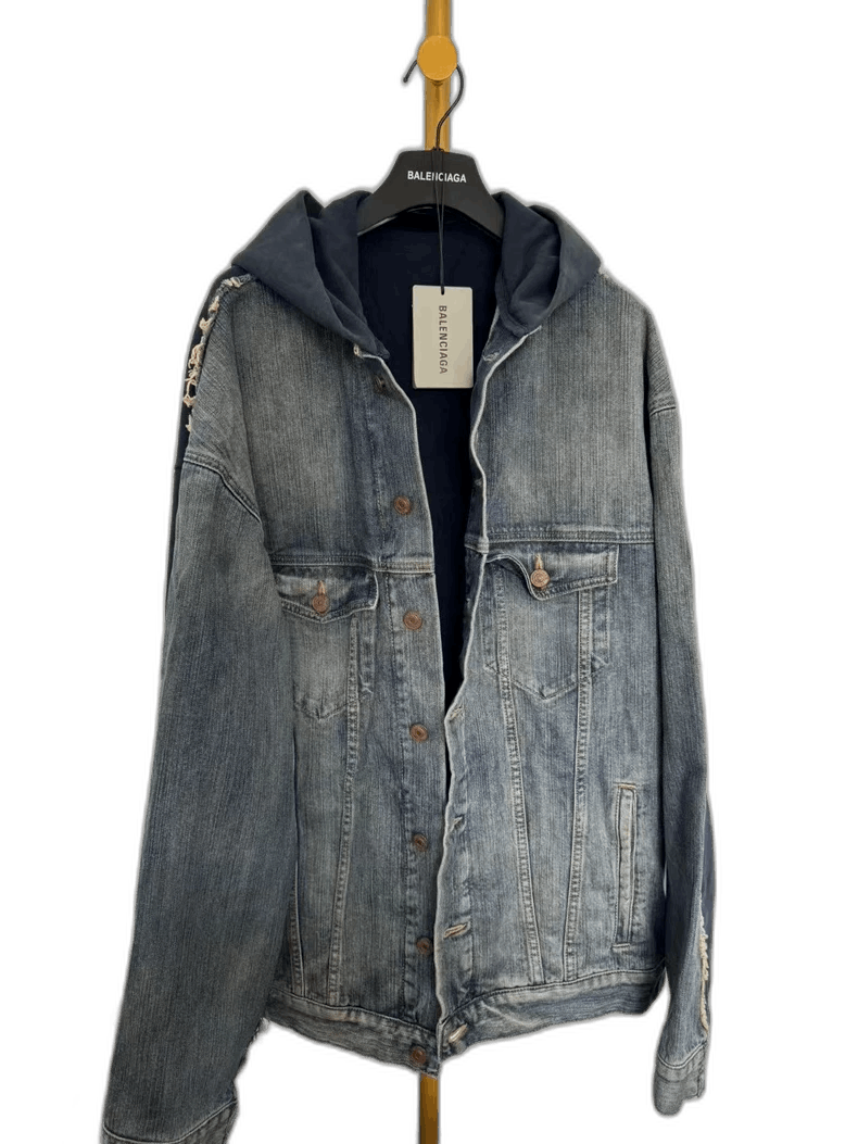 balenciaga denim hoodie with tags-2507