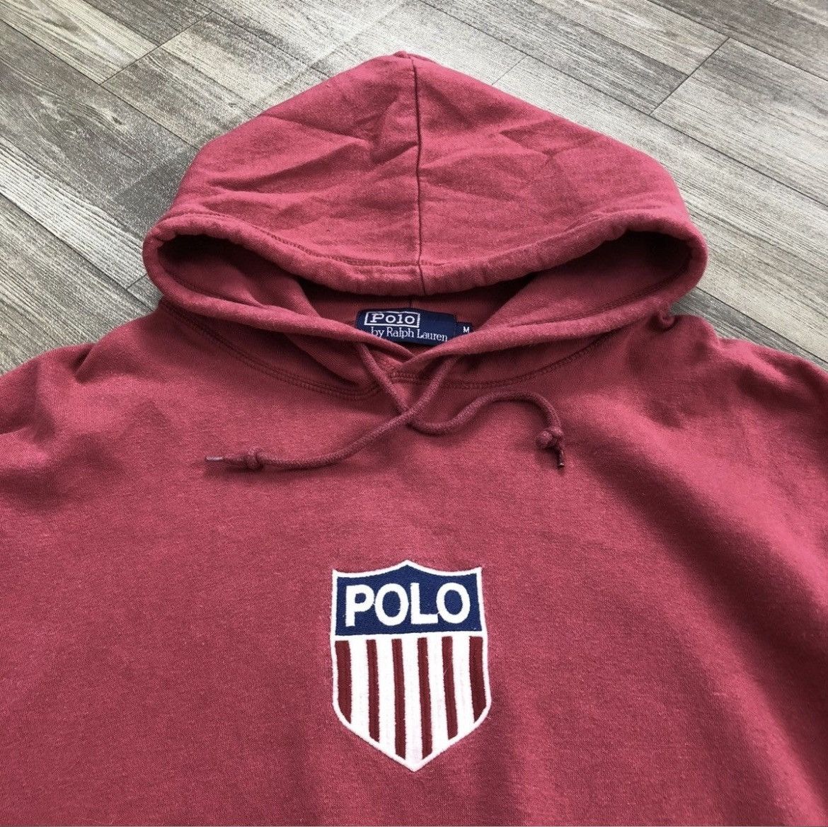 Polo Ralph Lauren 1990s Vintage Polo Ralph Lauren Kswiss Logo Hoodie Red Size US L / EU 52-54 / 3 - 3 Thumbnail