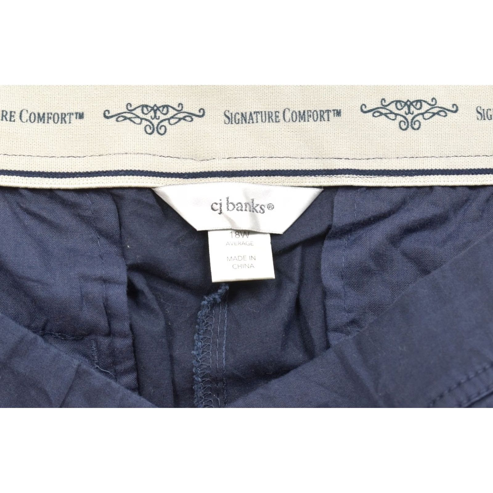 Vintage CJ Banks Women's 18W Navy Blue Signature Comfort Stretch Cotton Chino Shorts Size 40" / US 18 - 4 Thumbnail