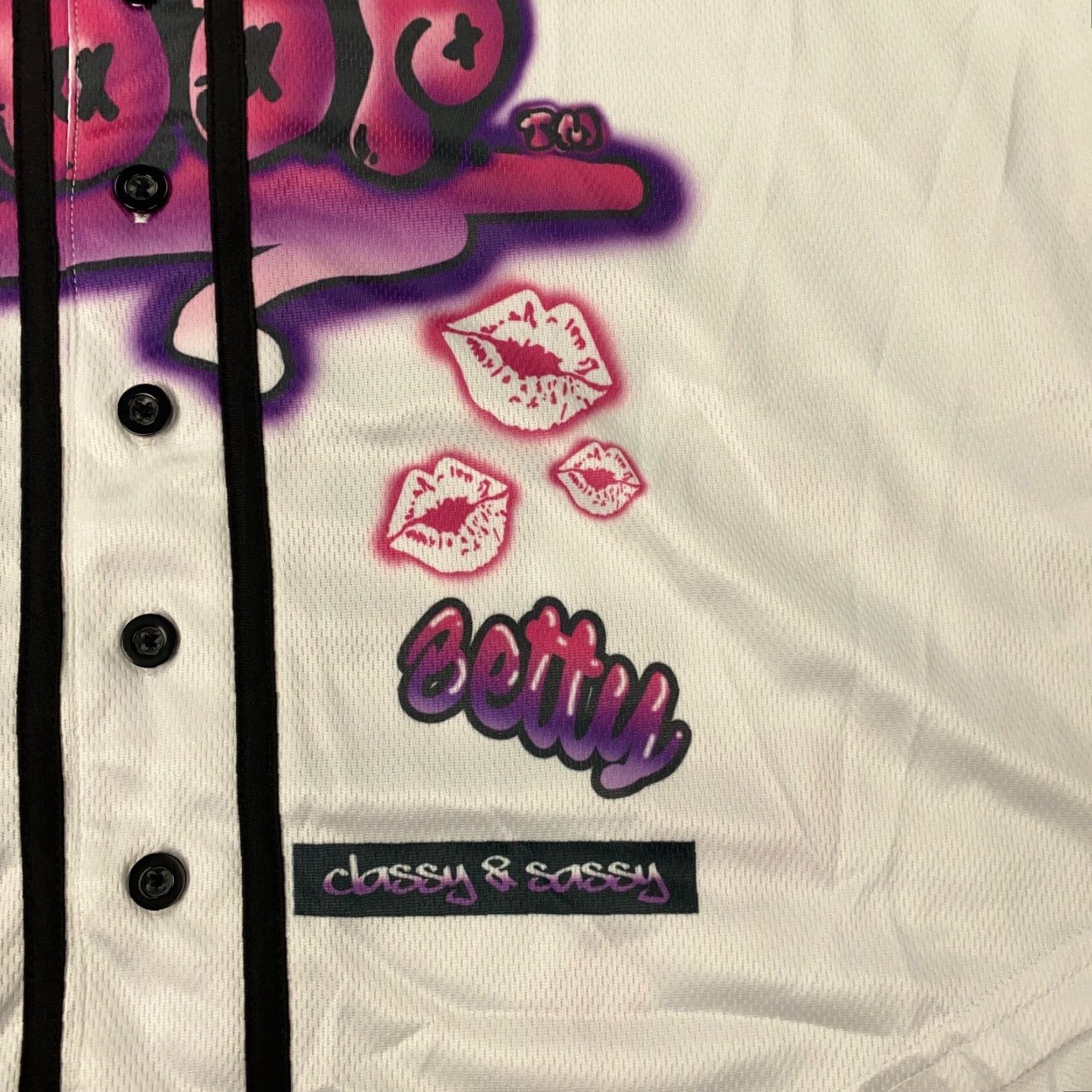 Vintage Betty Boop Baseball Jersey Mens Small White Button Up Art Graffiti NWT Size US S / EU 44-46 / 1 - 4 Thumbnail