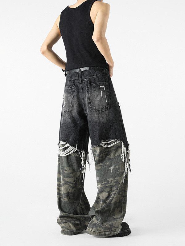 Japanese Brand Retro casual camouflage patchwork jeans Size US 32 / EU 48 - 4 Thumbnail