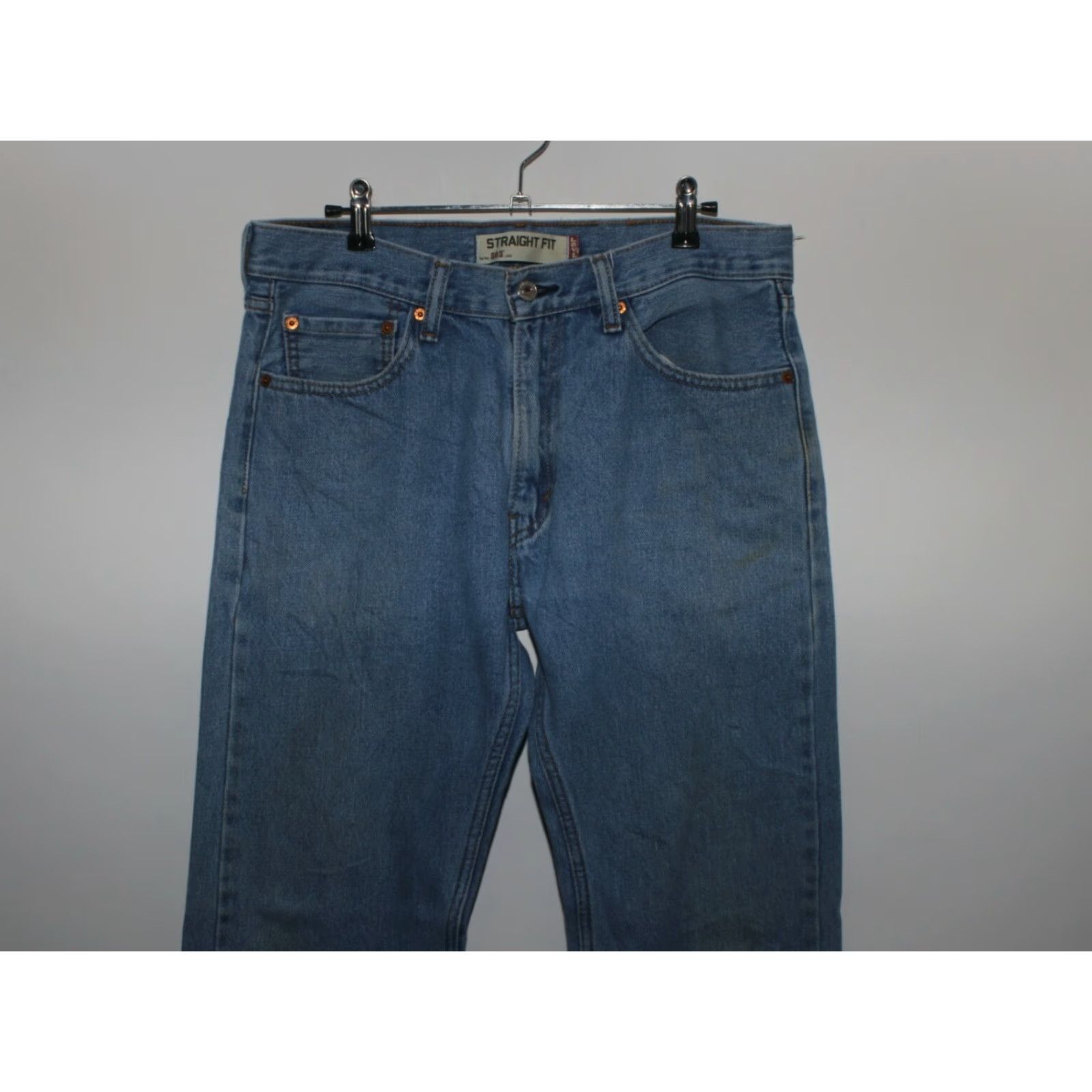 Levi's Levis 505 Mens Distressed Straight Fit High Rise Blue Denim Jeans Size 33x32 Size US 33 - 3 Thumbnail