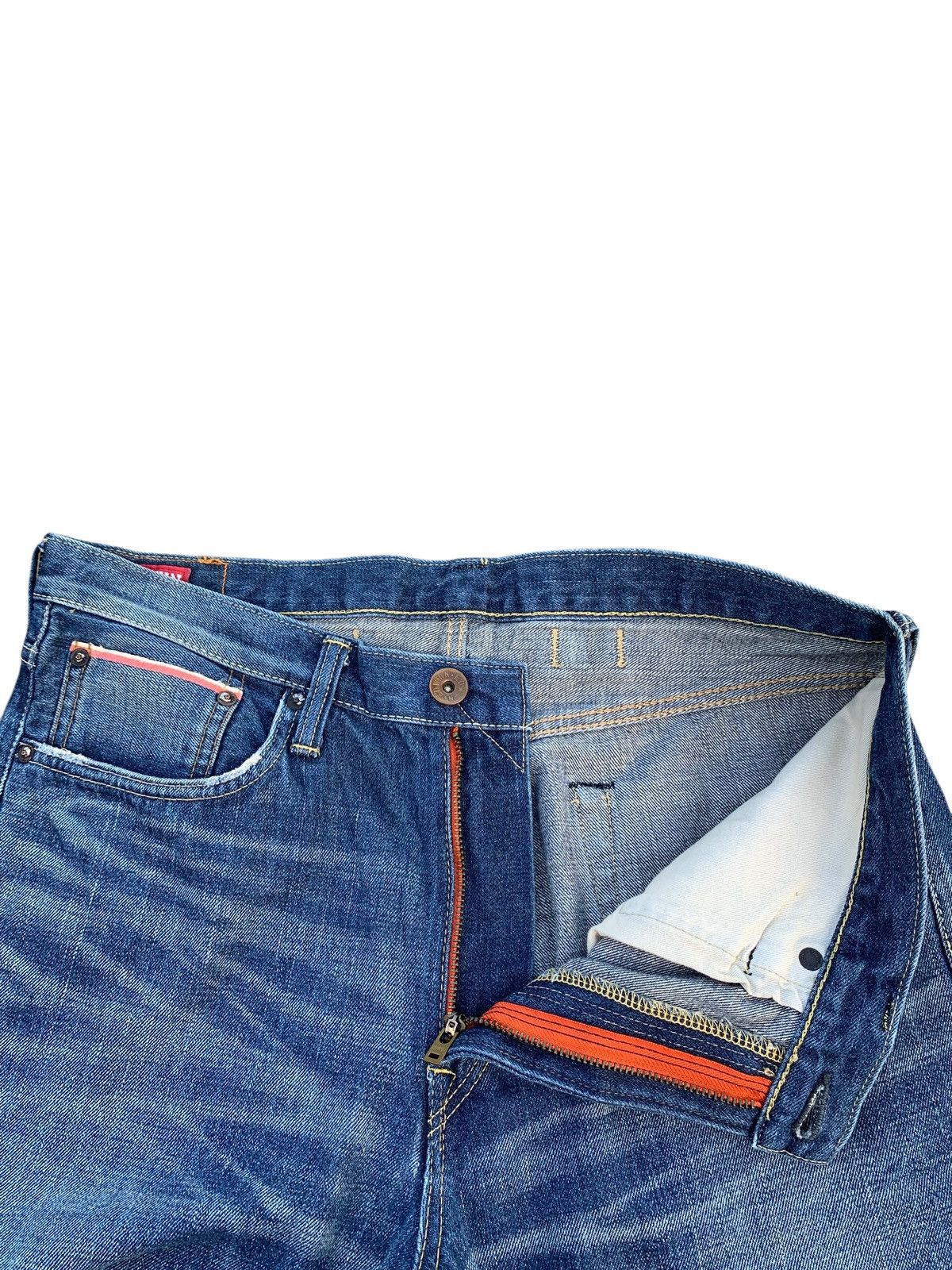 Kapital VINTAGE EDWIN 505zx SELVEDGE BUCKLE BACK DISTRESSED DENIM Size US 35 - 17 Thumbnail