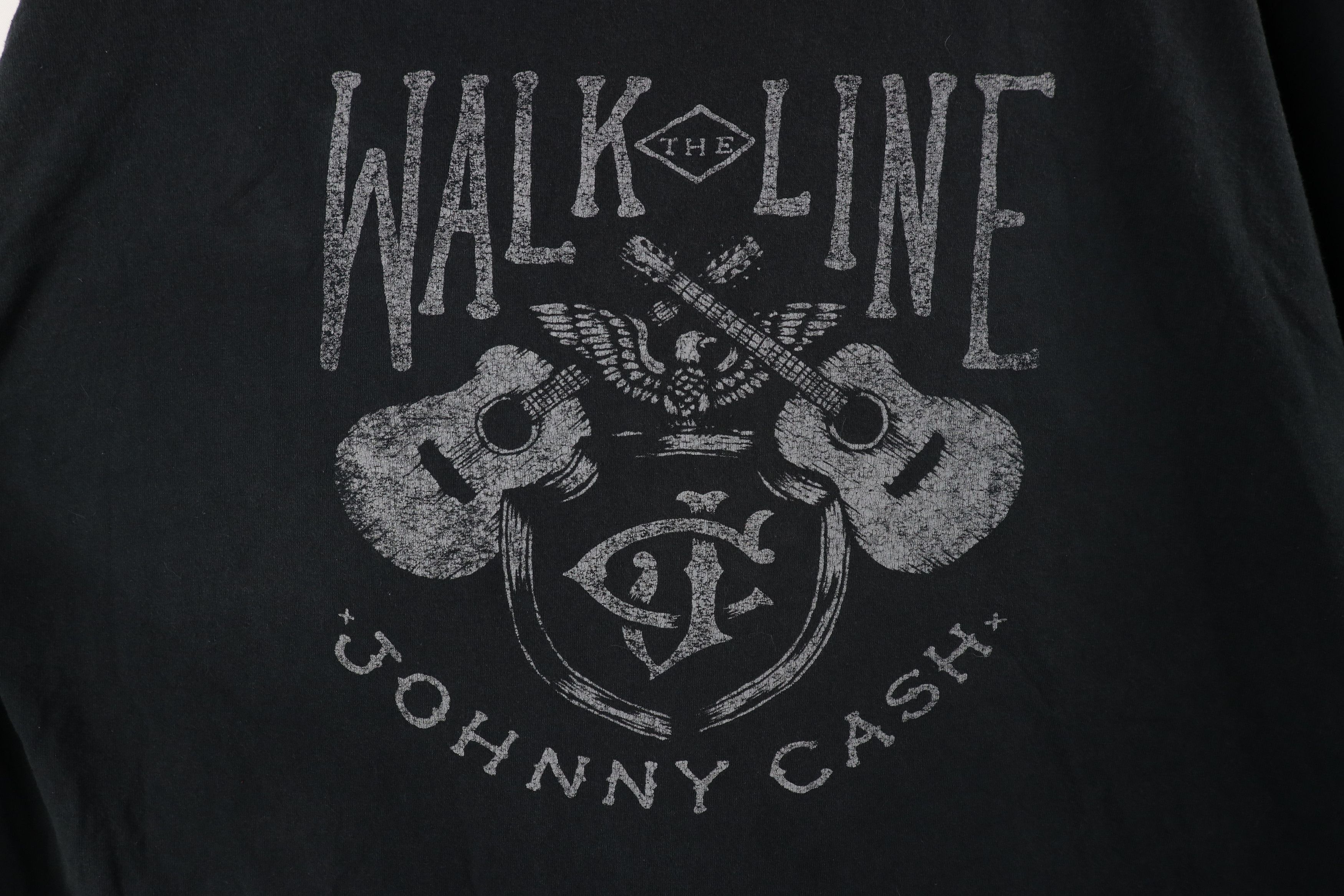 Vintage Retro Spell Out Walk The Line Johnny Cash Band T-Shirt Black Size US XXL / EU 58 / 5 - 4 Thumbnail