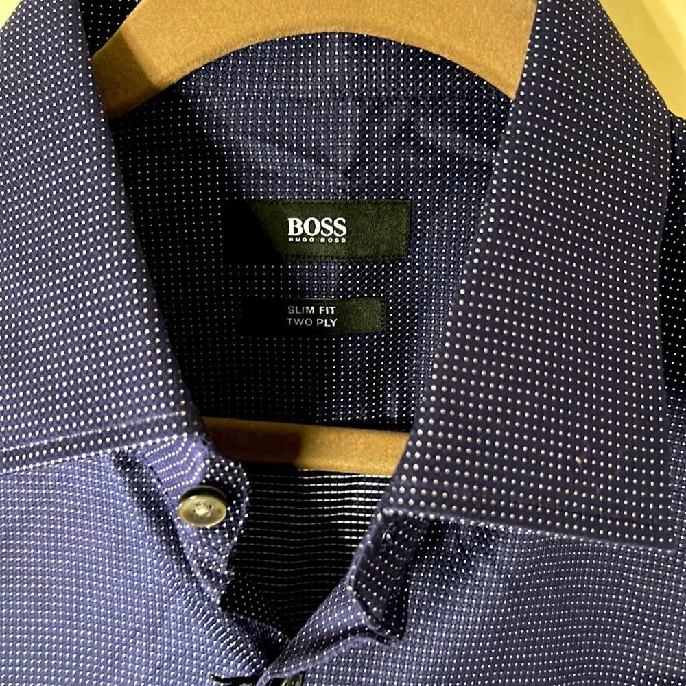 Hugo Boss NWT Slim Fit Shirt- BOSS-size 15.5-Deep Blue-100% CtnTwoply Size 38R - 2 Thumbnail