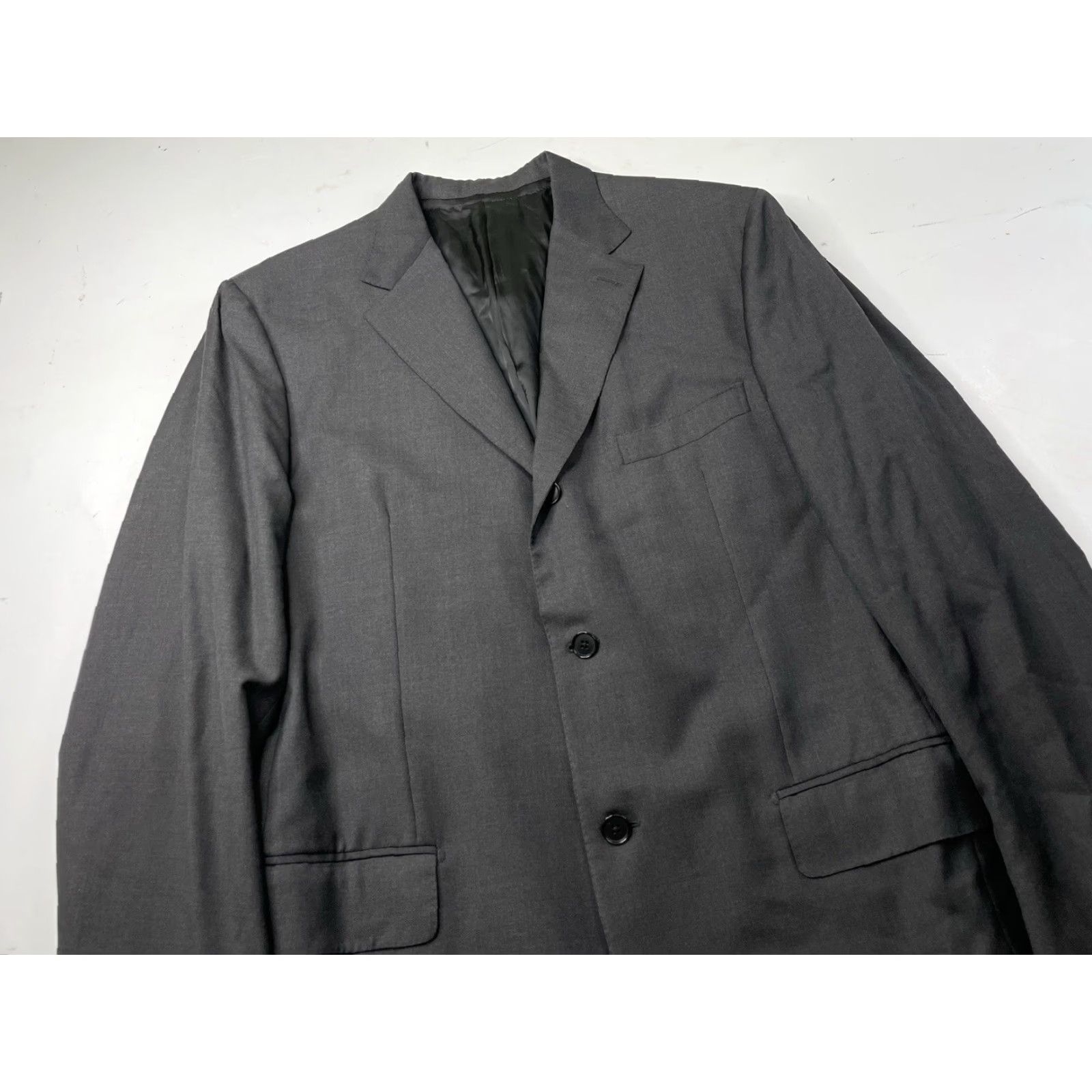 Isaia Isaia Blazer Jacket Men 42R Wool Gray Striped Notch Lapel Double-Vented Single-Breasted 3-Button Logo Classic Designer Shirt? Size 42R - 2 Thumbnail