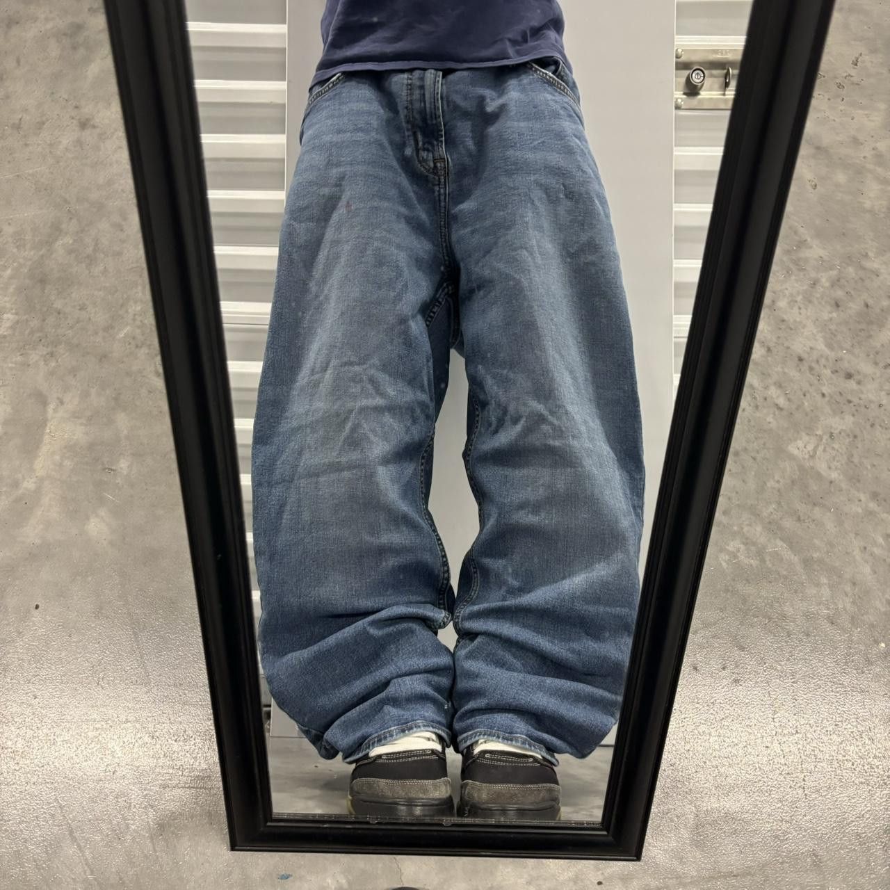 Japanese Brand × Vintage Crazy Vintage Y2K/2000s Baggy Dark Wash Skater Denim Jeans! Size US 42 / EU 58 - 1 Thumbnail