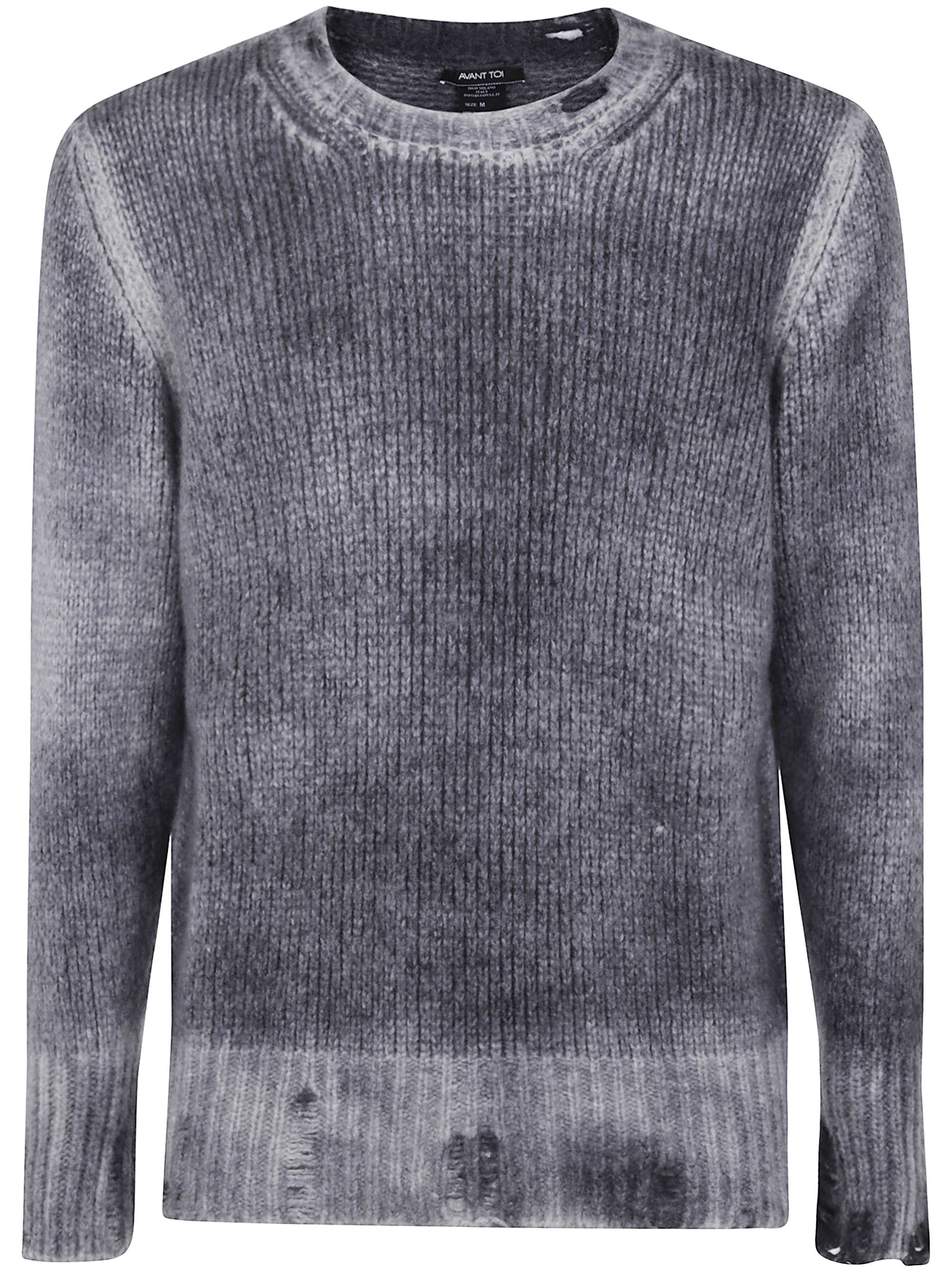 Avant Toi HAND PAINTED ROUND NECK PULLOVER IN CASHMERE SILK WITH DESTROYED EDGES Size US M / EU 48-50 / 2 - 1 Thumbnail