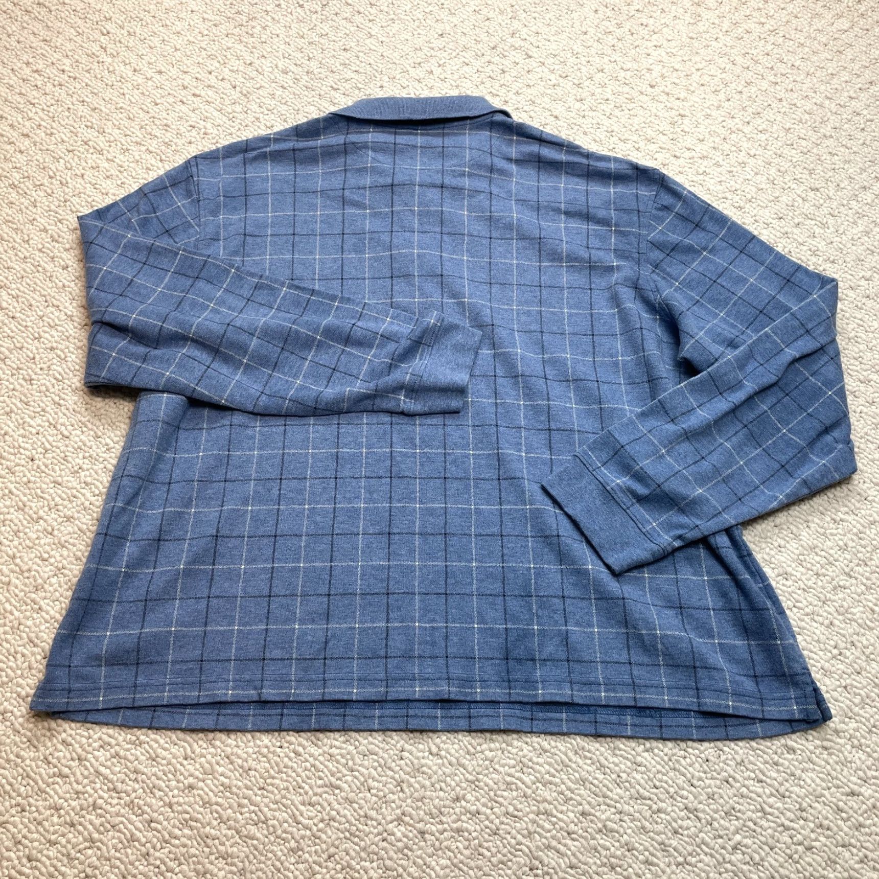 Vintage Puritan Polo Shirt Mens 2XL Blue Check Long Sleeve Polo Shirt Cotton Blend Size US XXL / EU 58 / 5 - 7 Thumbnail