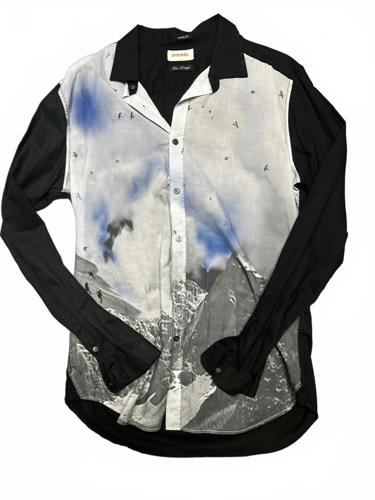 Diesel Unique Graphic Black and White Shirt with Artistic Mountain Size US L / EU 52-54 / 3 - 4 Thumbnail