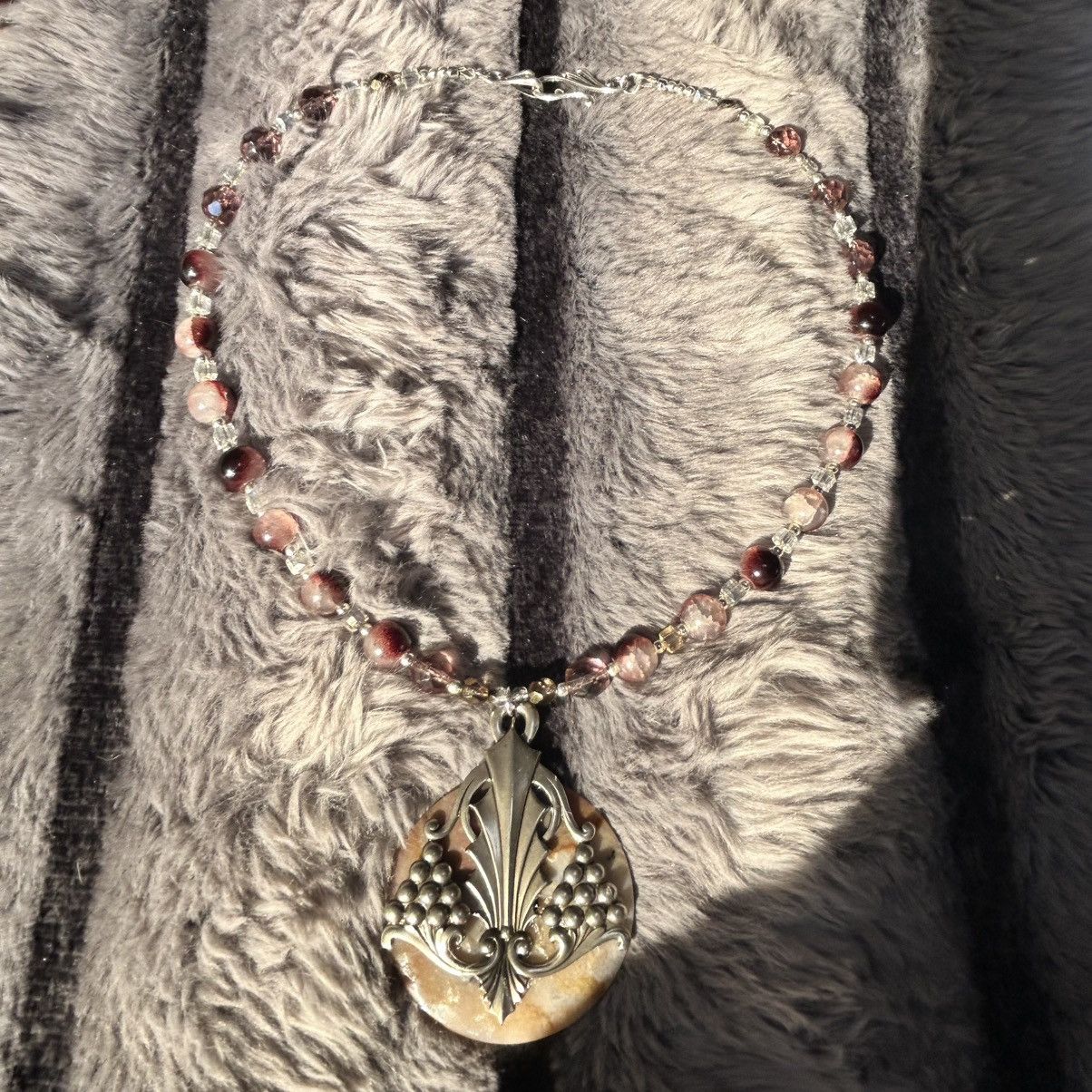Handmade Handcrafted art glass bead art deco orca agate necklace Size ONE SIZE - 7 Thumbnail
