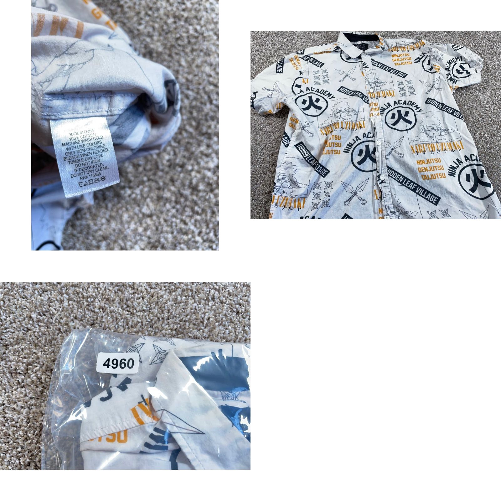 Vintage Naruto Shippuden AOP Shirt Adult Large White Anime Viz Media Ninja Academy Mens Size US L / EU 52-54 / 3 - 8 Thumbnail