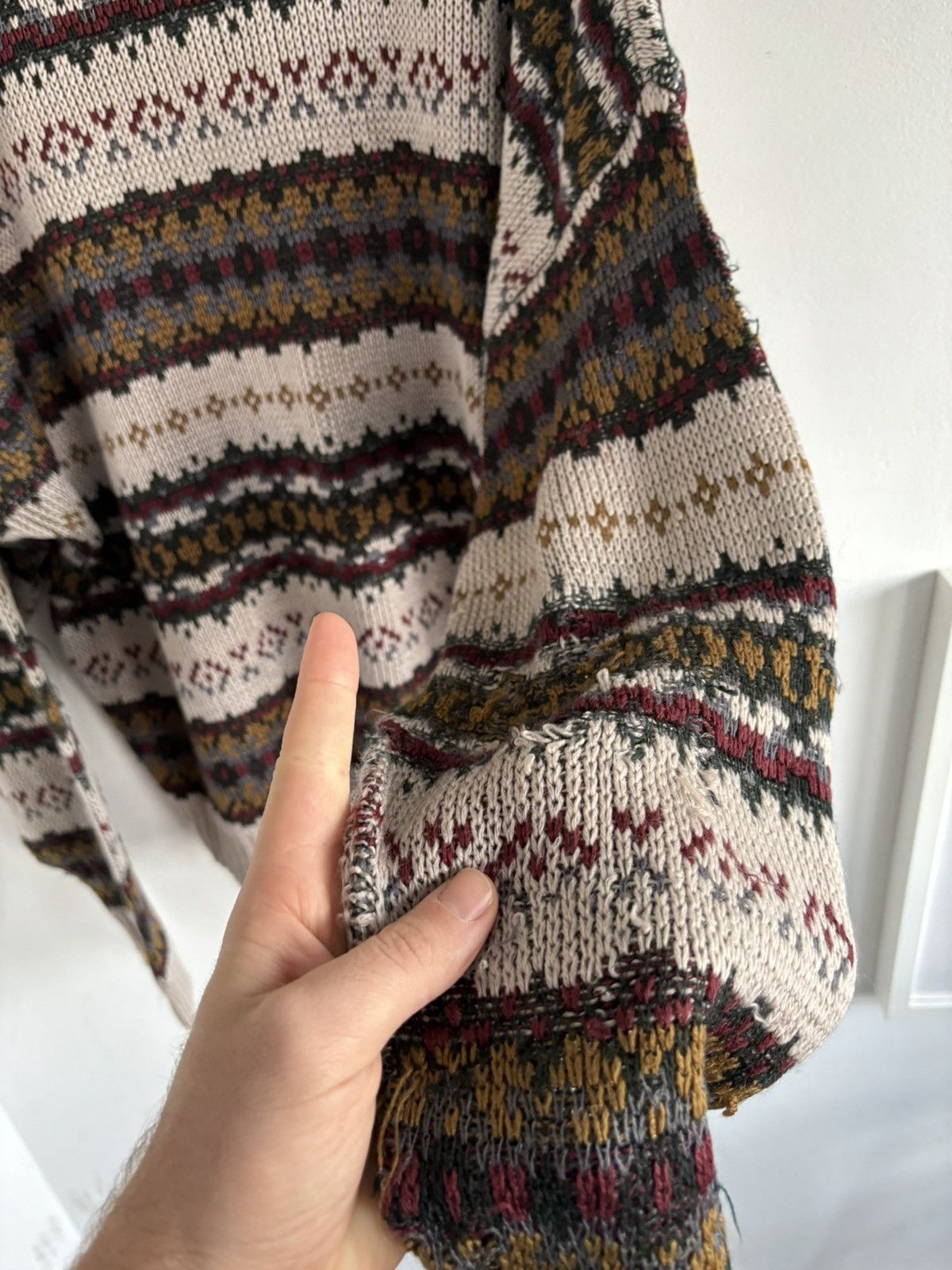 Japanese Brand Vintage Avant Garde Pattern Boxy Distressed Sweater Size US L / EU 52-54 / 3 - 15 Thumbnail