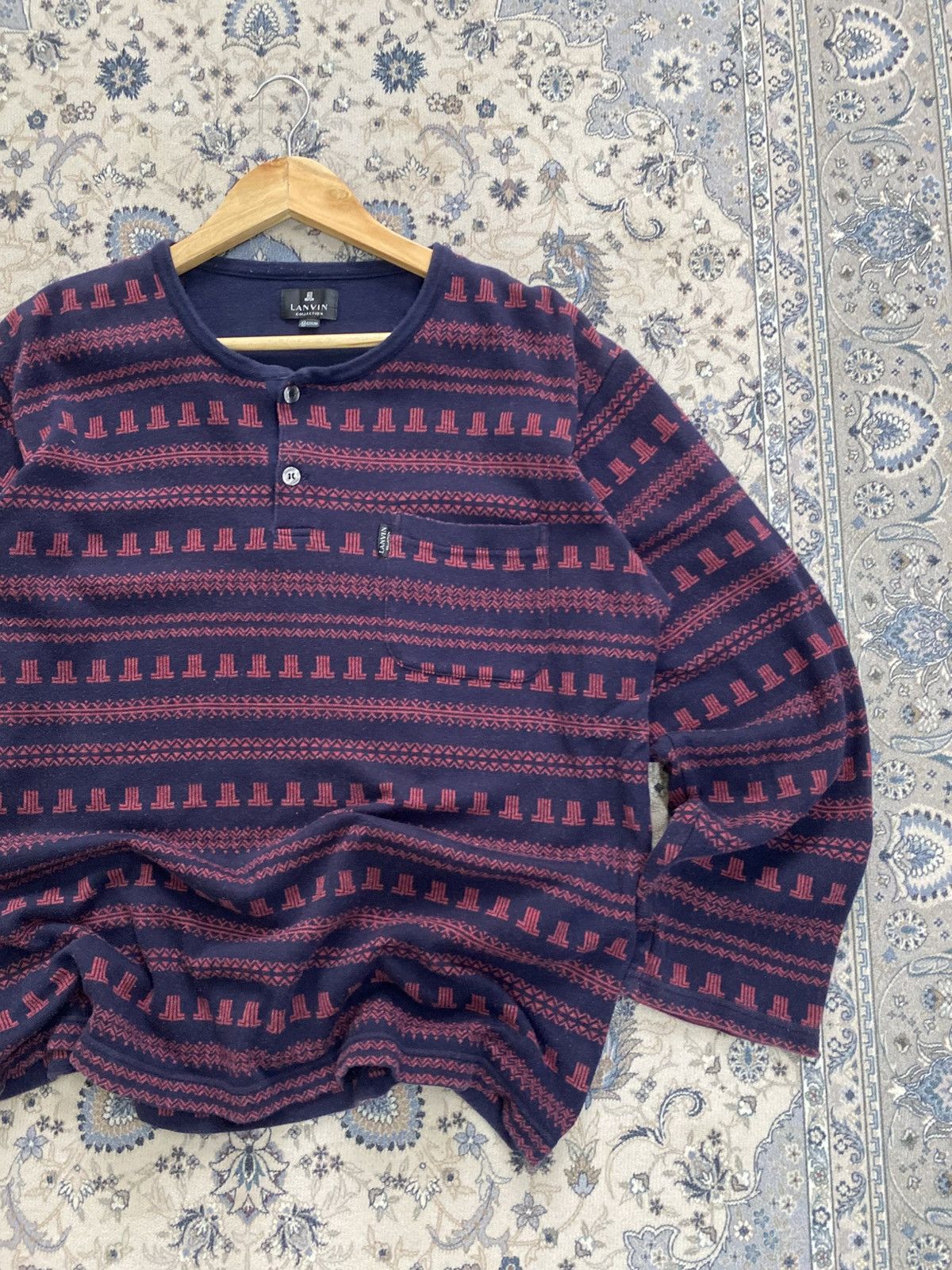 Lanvin VINTAGE LANVIN DESIGNER NATIVE LONGSLEEVE SHIRT HENLEY Size US M / EU 48-50 / 2 - 2 Thumbnail