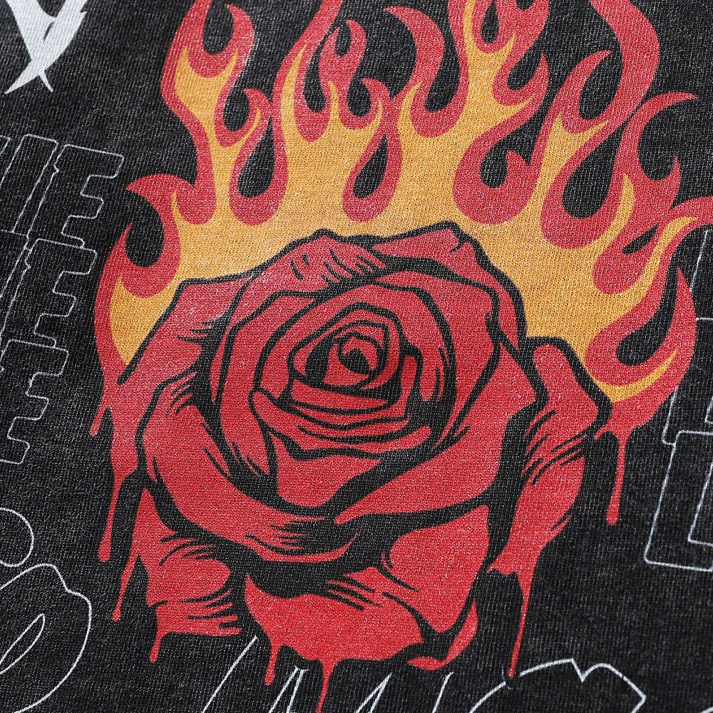 Vintage Men's loose distressed rose flame print long sleeve t-shirt Size US L / EU 52-54 / 3 - 4 Thumbnail
