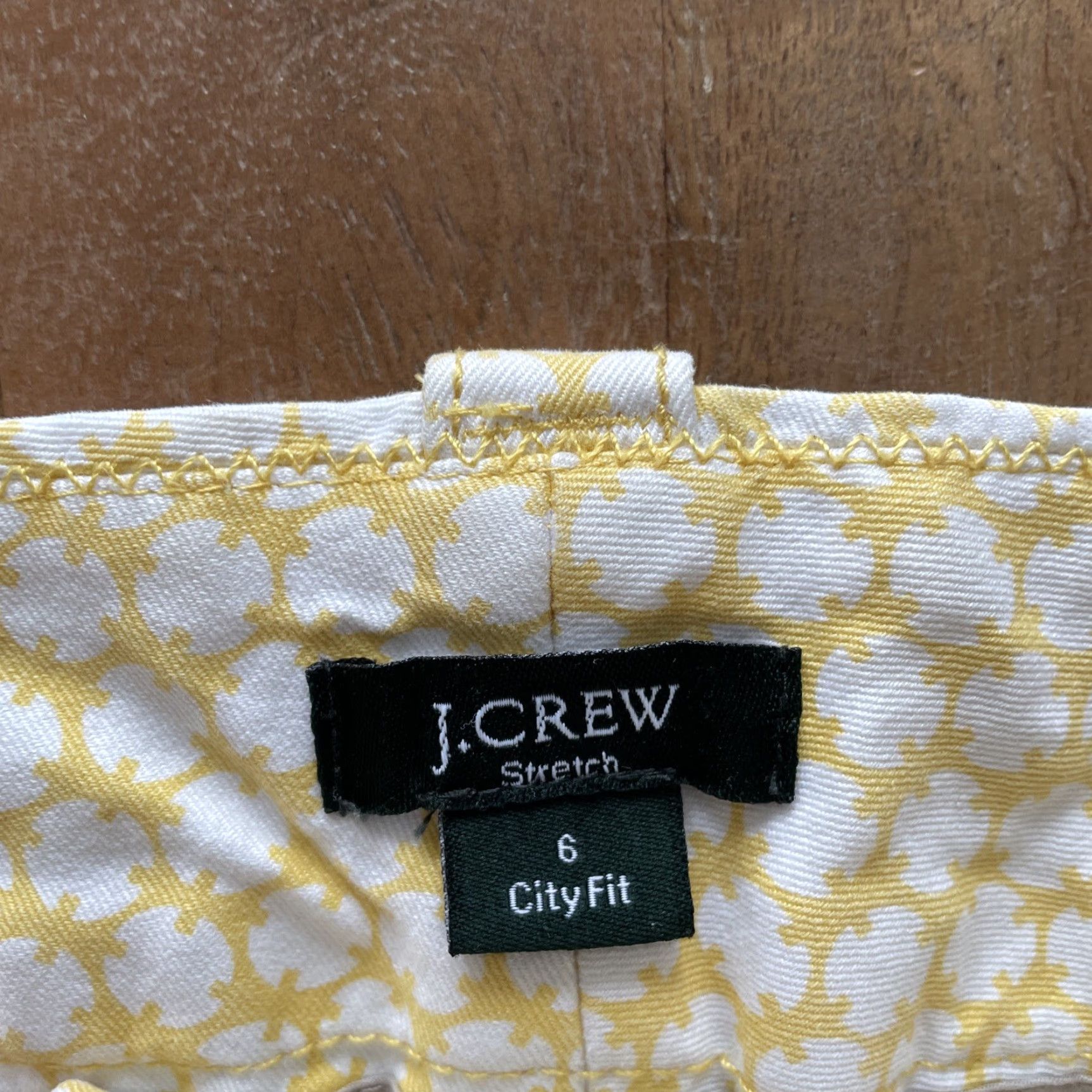 J.Crew Vtg J.Crew City Fit Straight Leg Pants Size 6 Geometric Slacks Office Career Womens Subtle Yellow Size 28" / US 6 / IT 42 - 3 Thumbnail