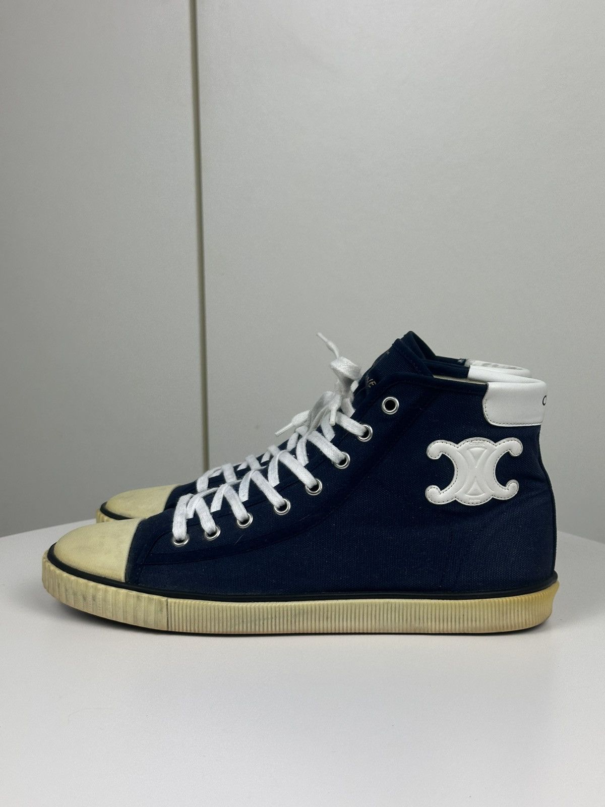 Celine Celine High Top Canvas Sneakers Navy Size US 8.5 / IT 38.5 - 3 Thumbnail