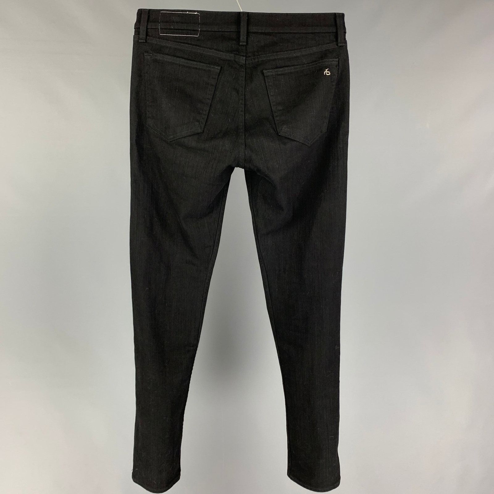 Rag & Bone RAG & BONE Black Cotton Polyurethane Slim Button Fly Jeans Size US 31 - 2 Thumbnail