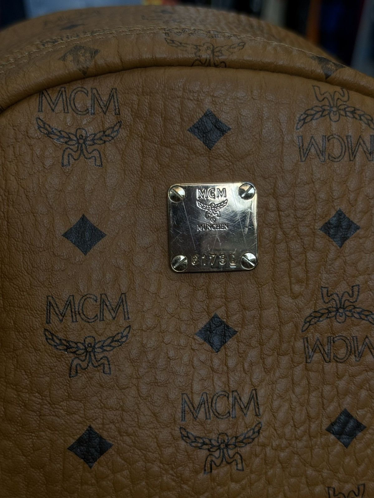 MCM MCM Classic Logo Brown Studs Large Backpack 🧼 Size ONE SIZE - 12 Thumbnail