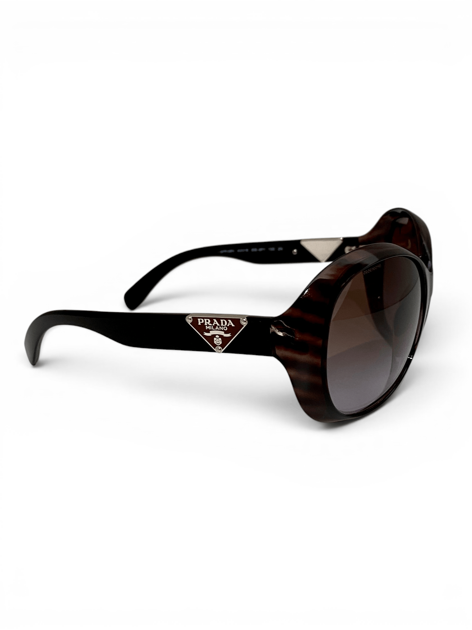 Prada Prada Milano Triangle Logo Oval Brown Oversized Sunglasses Size ONE SIZE - 4 Thumbnail