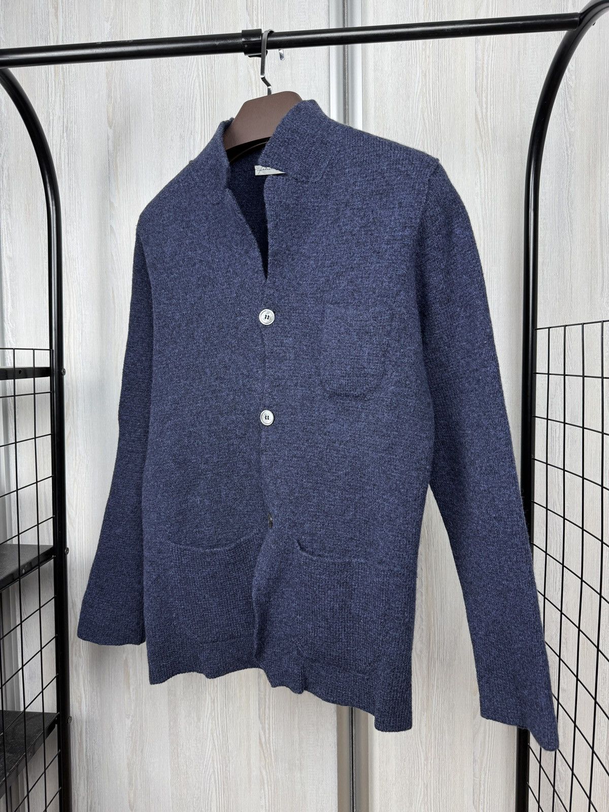 Falcone Falconeri blue knitted 3 button blazer cardigan Size 36R - 6 Thumbnail