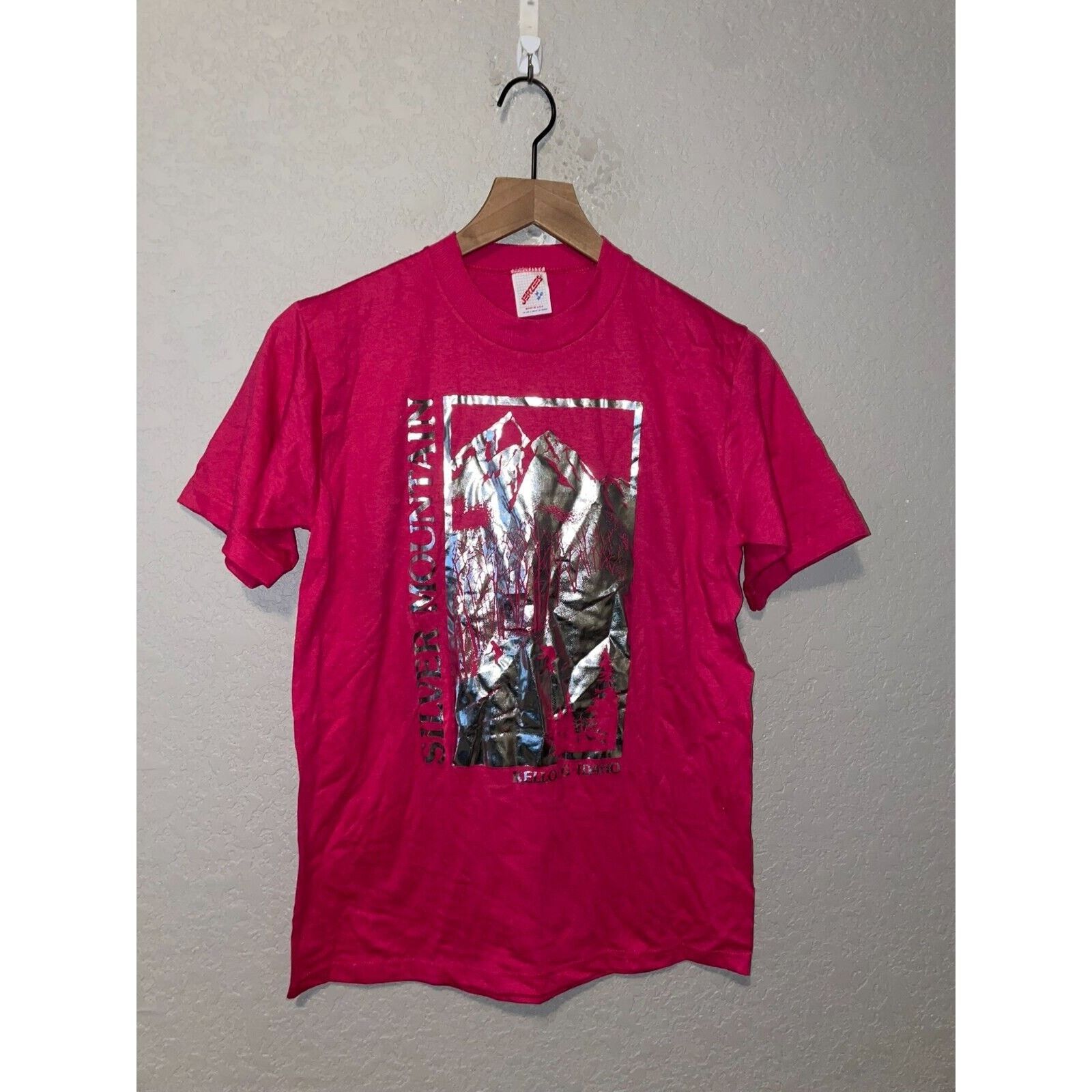 Jerzees × Vintage Vintage Silver Mountain Shirt Kellogg Idaho Pink Tee 80s M Size US M / EU 48-50 / 2 - 1 Thumbnail