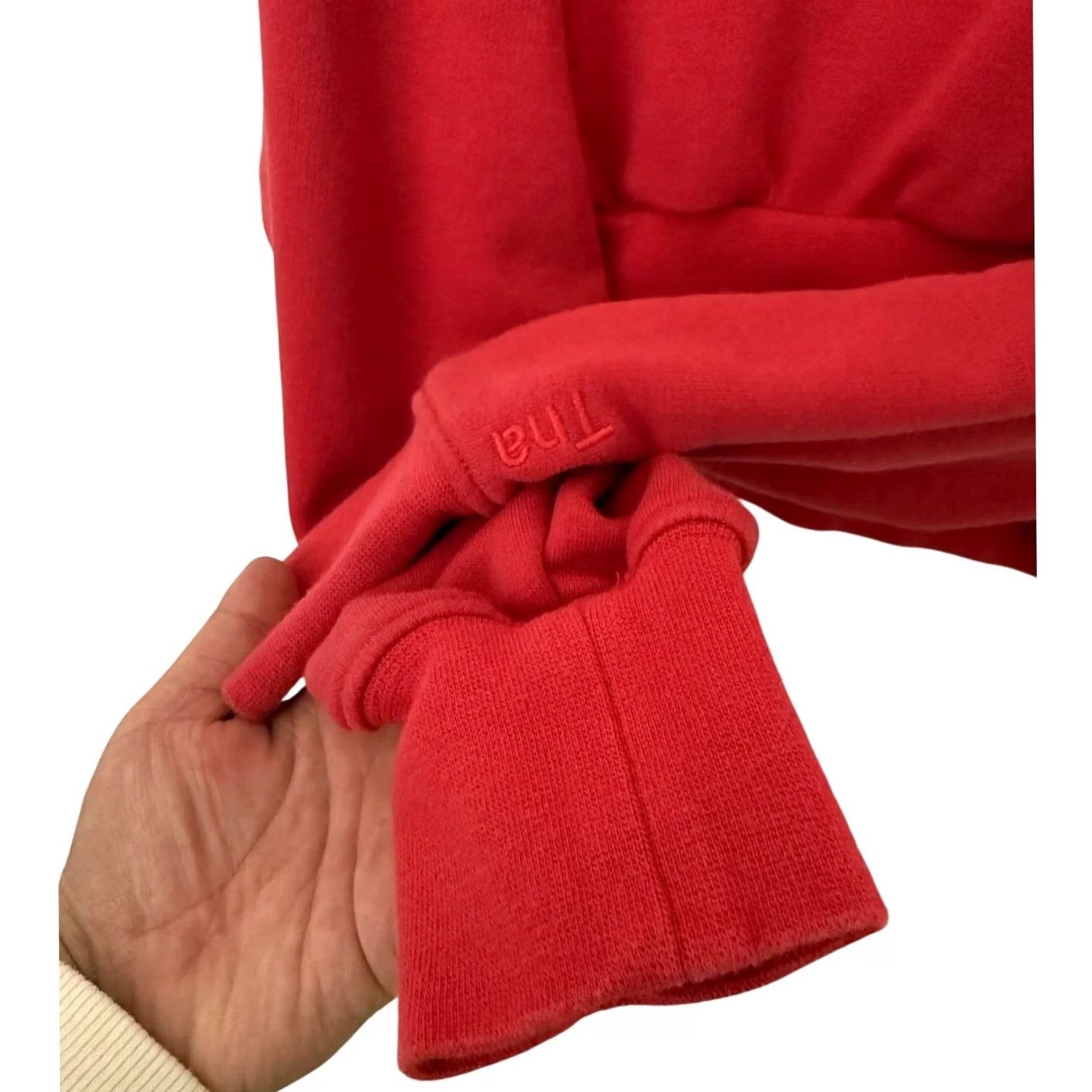 Aritzia Aritzia TNA AiryAF Red Cropped Fleece Crewneck Pullover XS Womens Sweater Size XS / US 0-2 / IT 36-38 - 2 Thumbnail