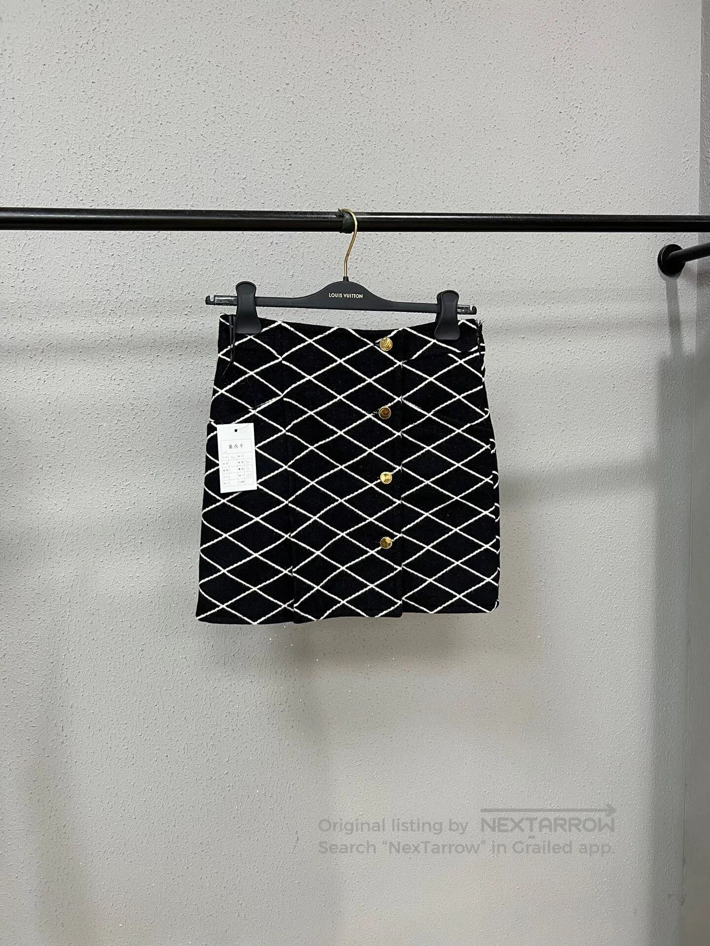 LV Checkered Cashmere Short Skirt.