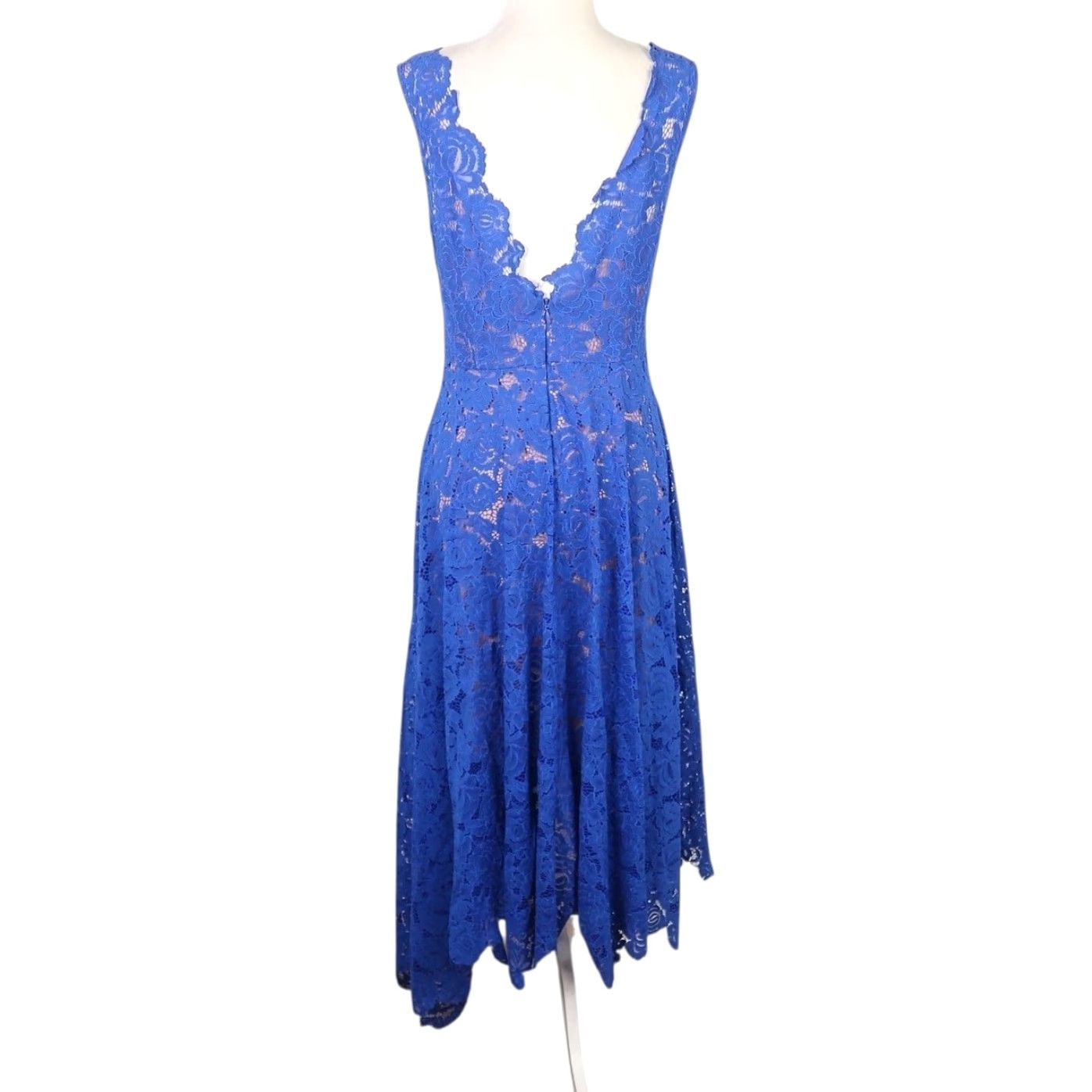 blue and white dresses for prom Royal Blue Sequin Mermaid Long Train Rhinestone Plunging Prom Dress