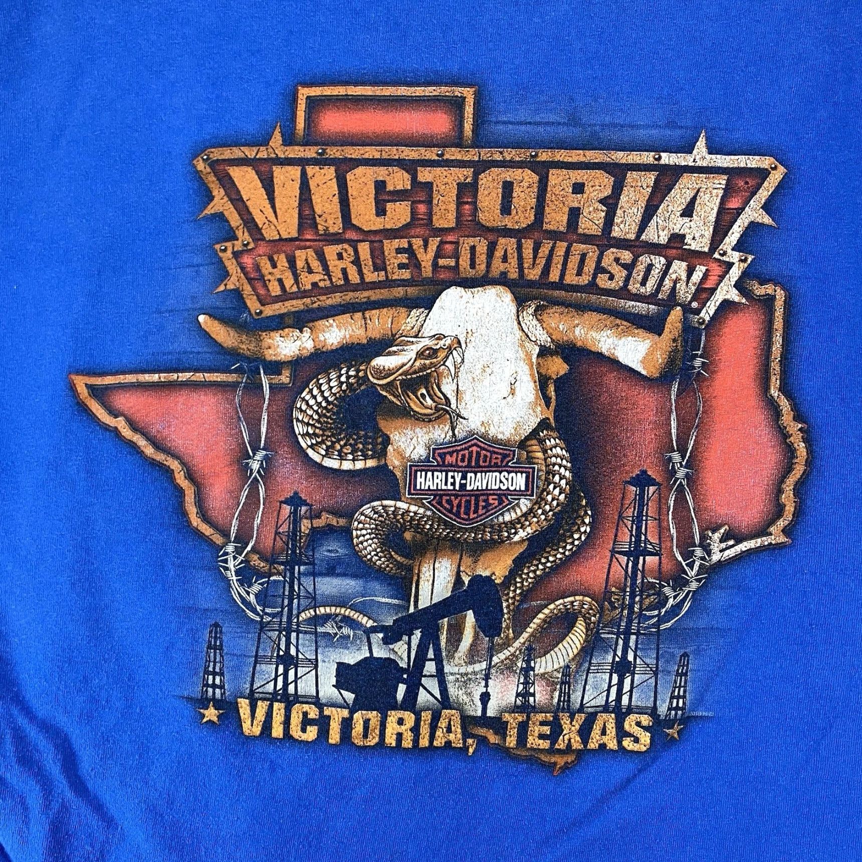 Harley Davidson Harley-Davidson Mens T-Shirt Large Blue Graphic Print Rattlesnake Stone Cold WWF Biker Size US L / EU 52-54 / 3 - 3 Thumbnail