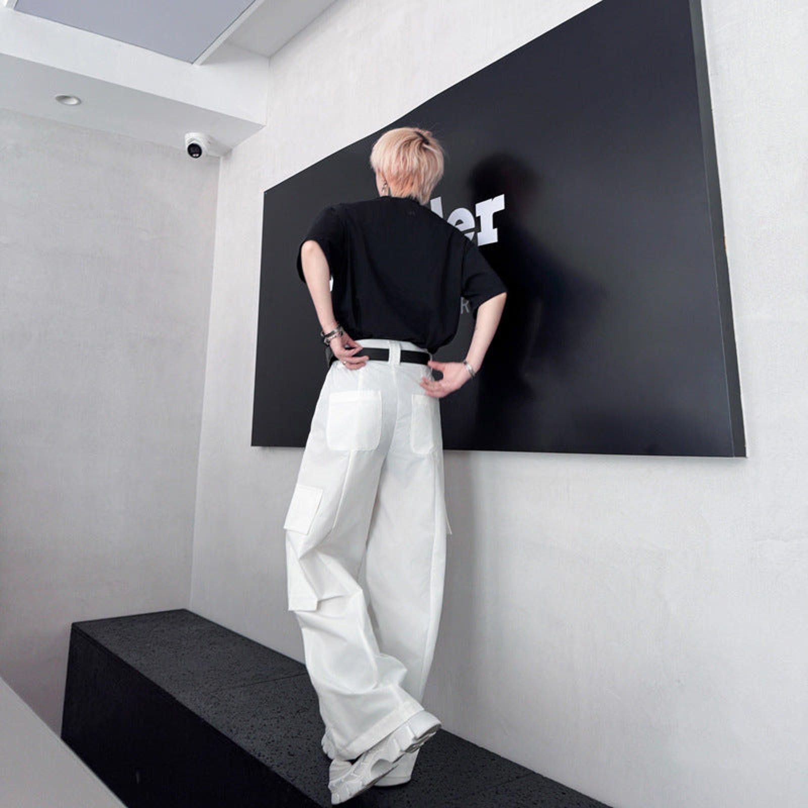 Japanese Brand Black Wide Leg Cargo Pants, Loose Fit Utility Trousers Size US 32 / EU 48 - 5 Thumbnail