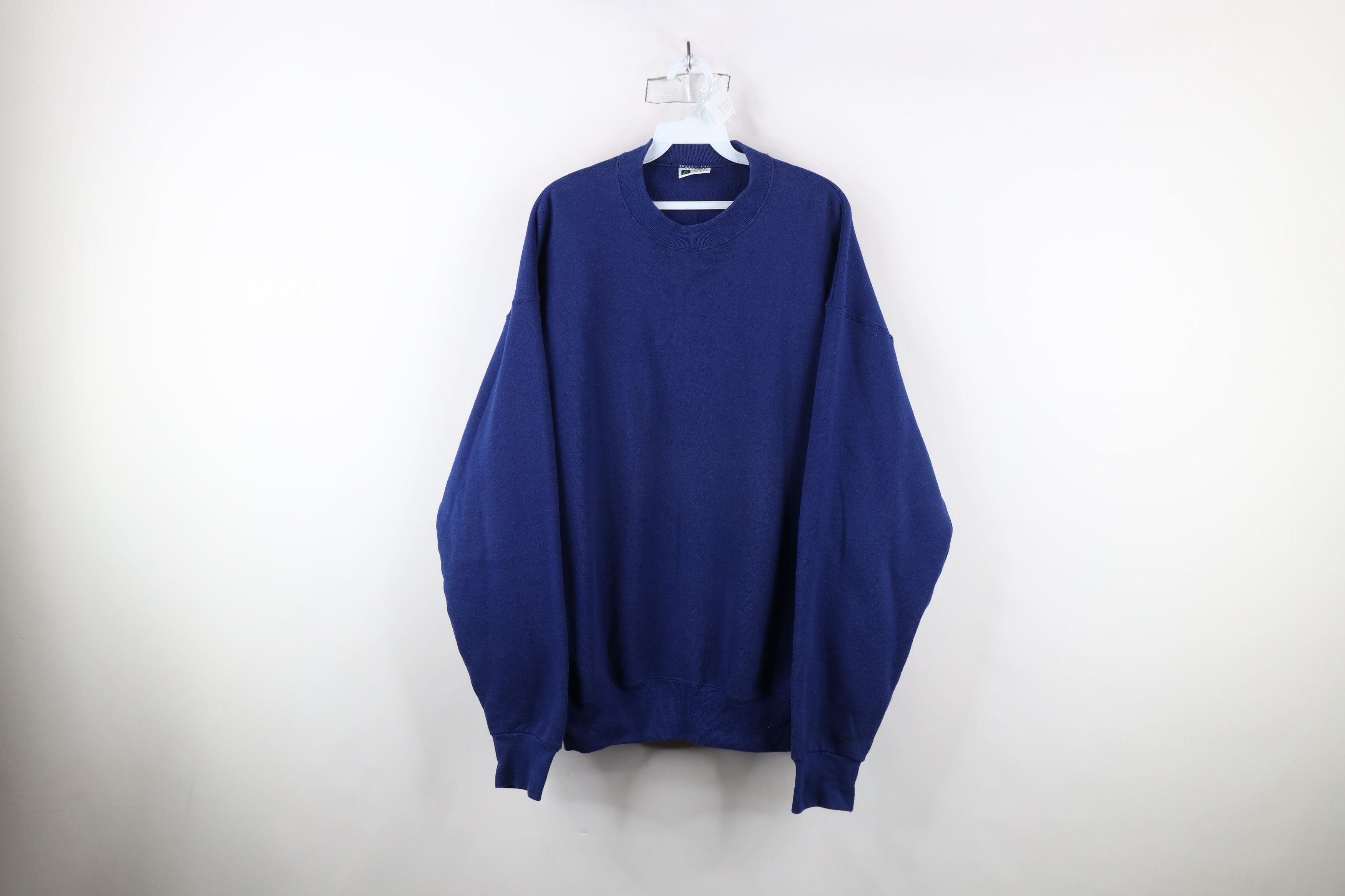 Vintage Vintage 90s Streetwear Blank Heavyweight Sweatshirt Blue USA Size US XL / EU 56 / 4 - 1 Thumbnail
