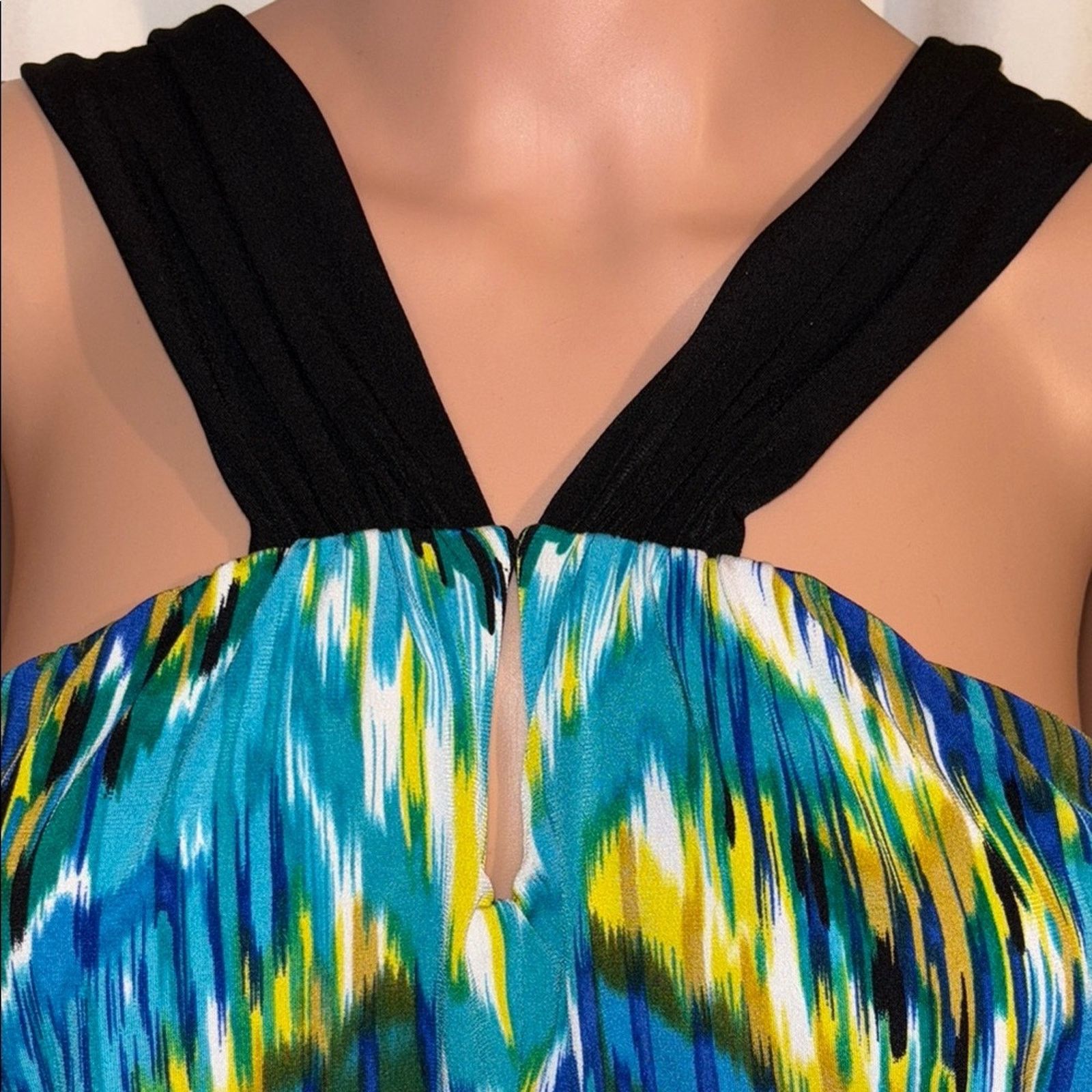 The Unbranded Brand Enfocus Blue/Black Patterned Maxi Dress Size 14 Size XL / US 12-14 / IT 48-50 - 3 Thumbnail