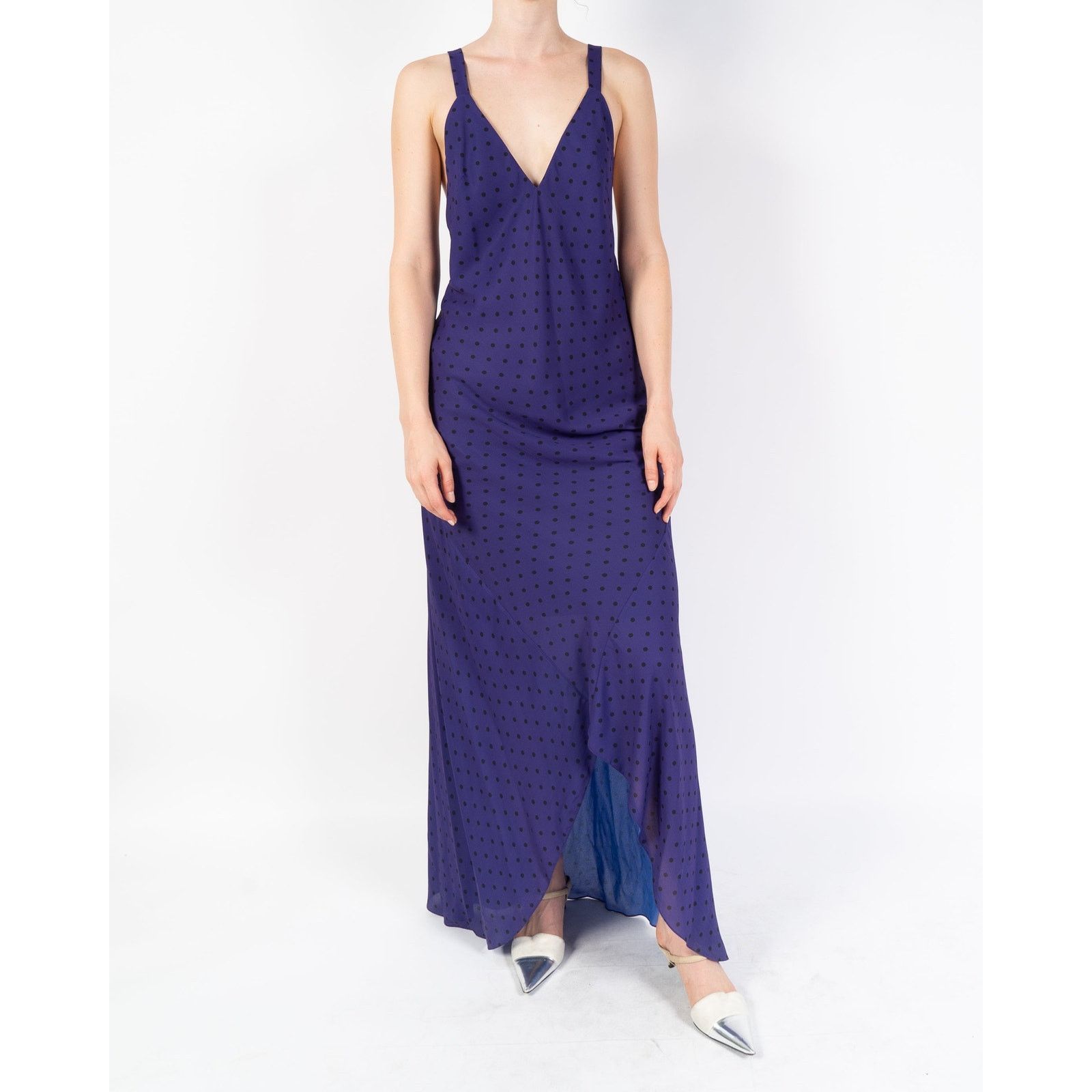 Haider Ackermann SS18 Purple Polka Dot Silk Dress Size S / US 4 / IT 40 - 2 Thumbnail