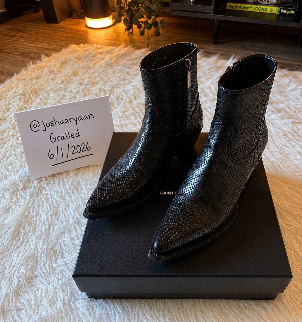 Saint Laurent Paris FW16 Devon Python Black Boots | Grailed