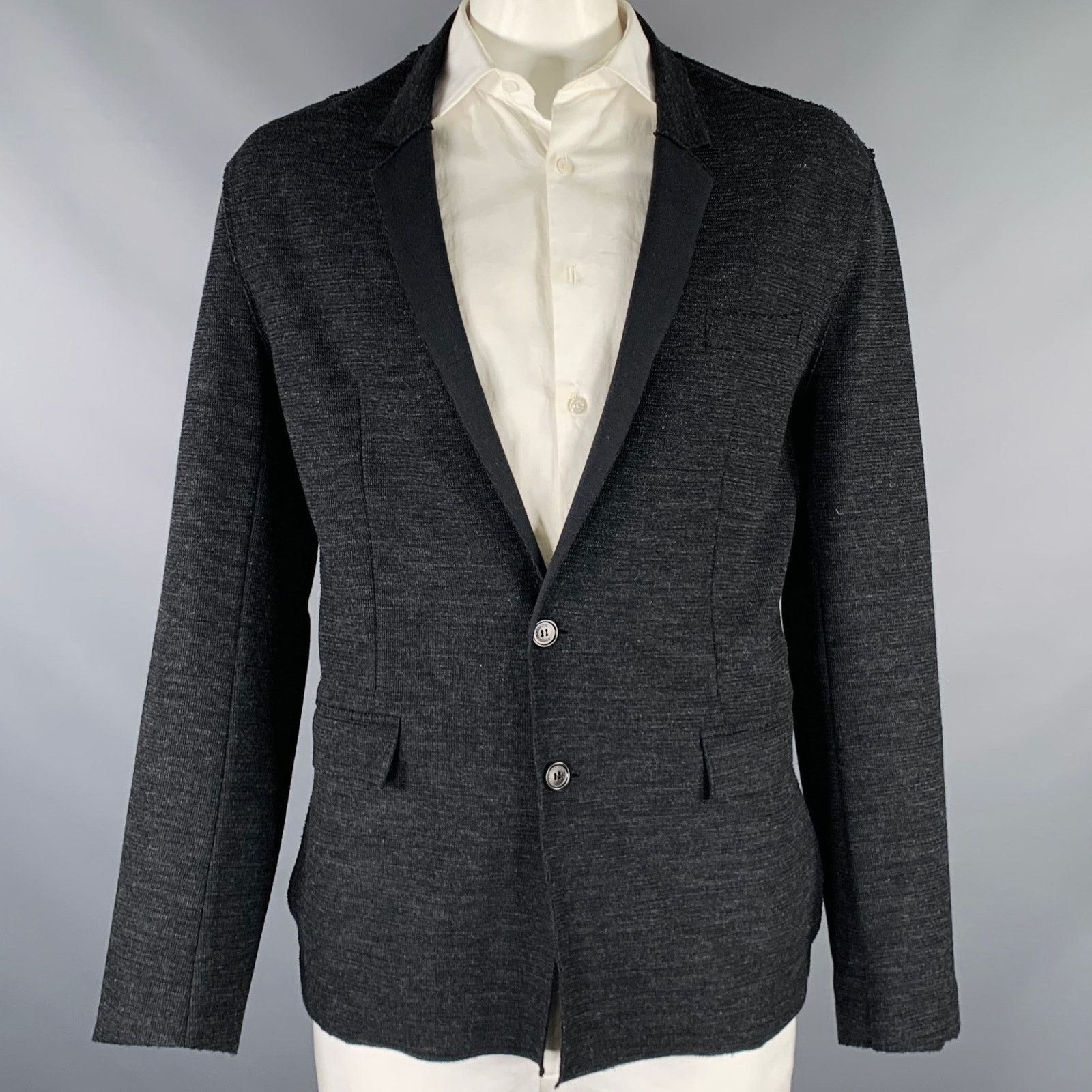 Kris Van Assche Size 42 Black Distressed Cotton Blend Sport Coat Size 42R - 1 Thumbnail