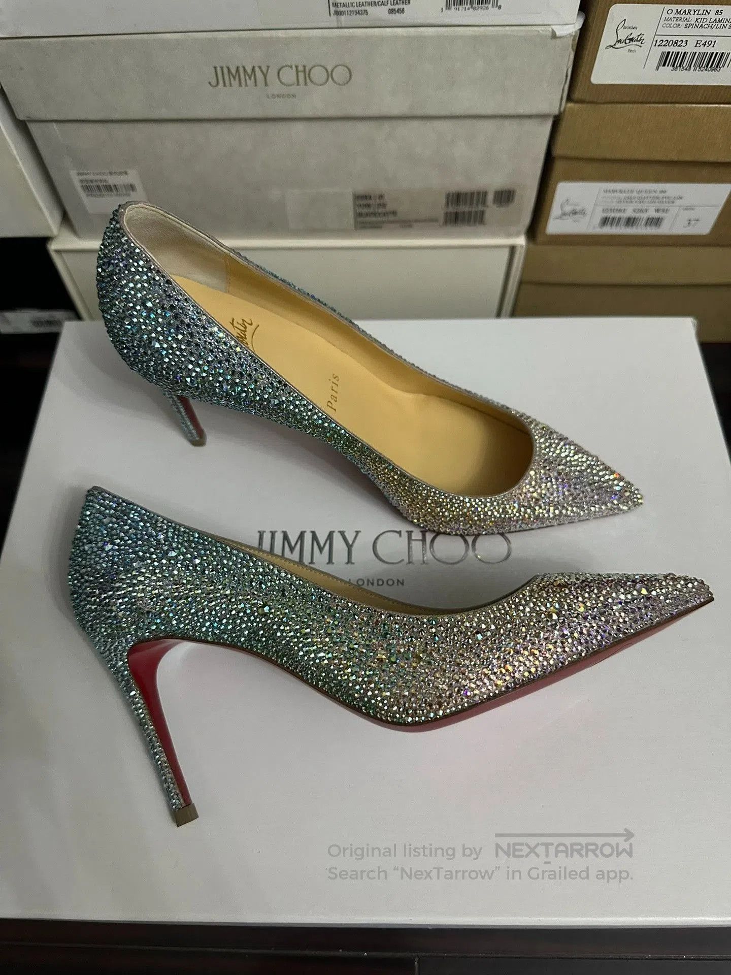 Christian Louboutin Christian Louboutin Mermaid Gradient Crystal Heels. Size US 4 / IT 34 - 2 Thumbnail