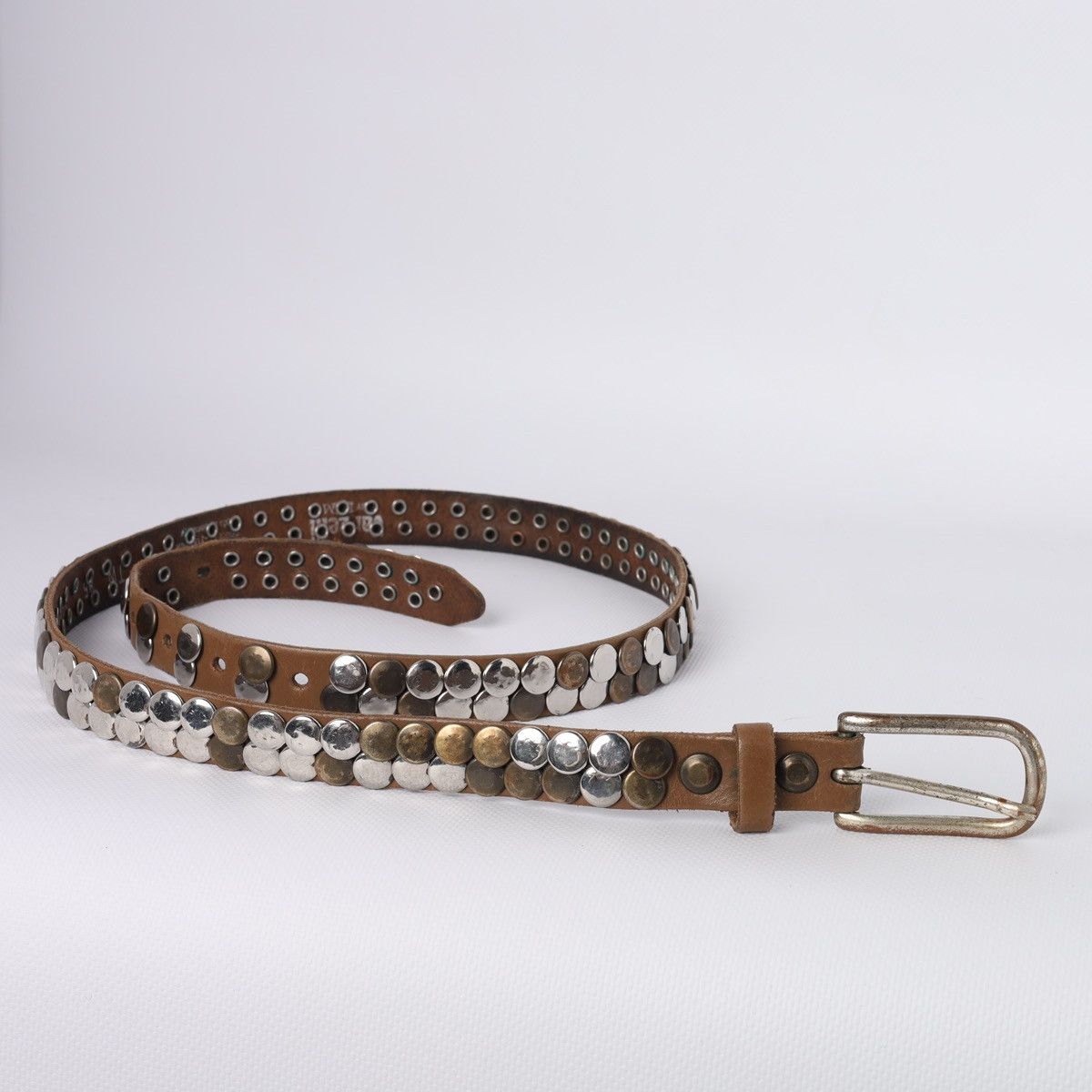 Vintage Vintage leather brown belt punk rhinestone y2k avantgarde Size ONE SIZE - 1 Thumbnail