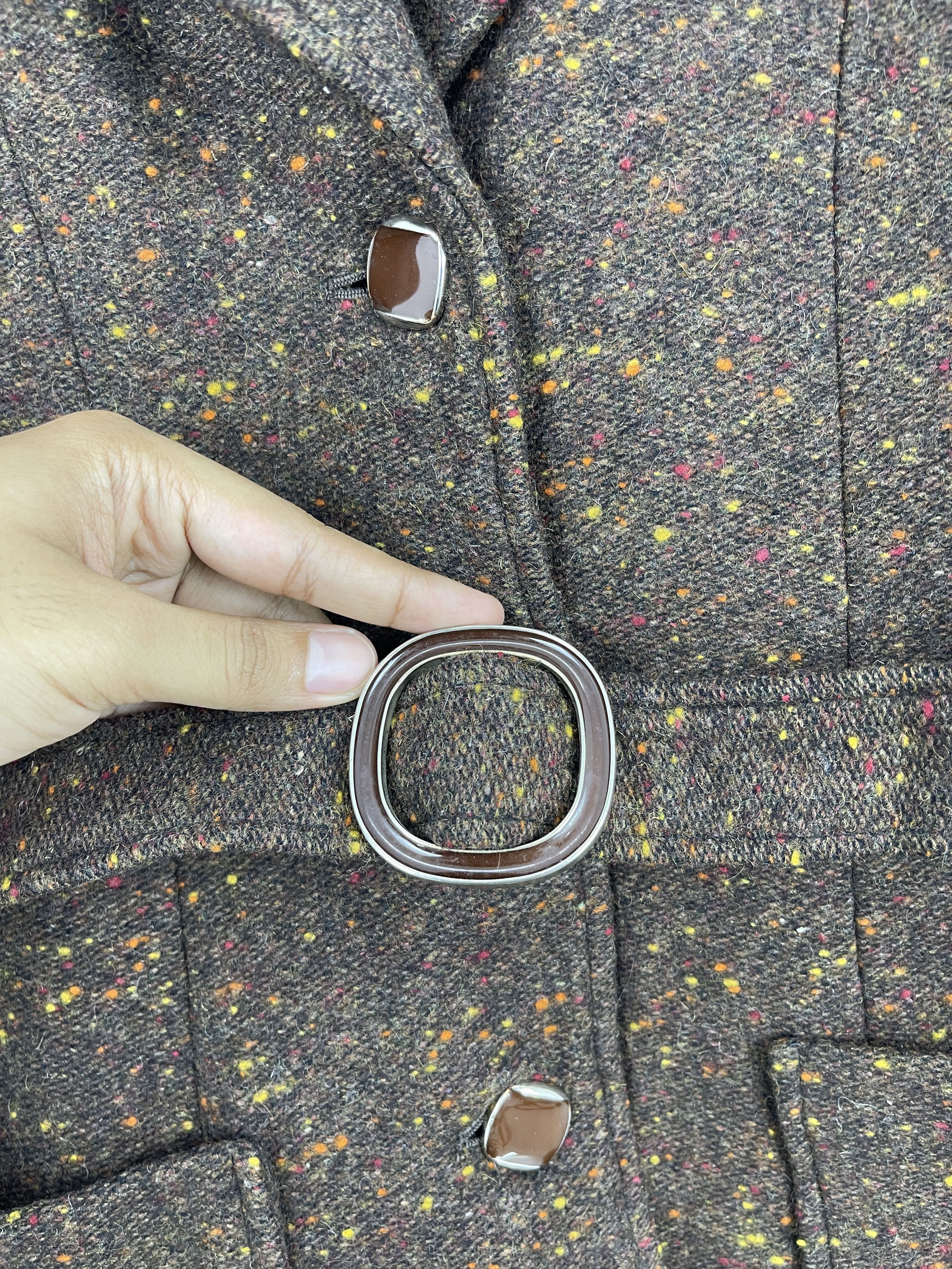 Japanese Brand Vintage Japanese Brand Brown Wool Tweed Belted Jacket JA0098 Size S / US 4 / IT 40 - 7 Thumbnail