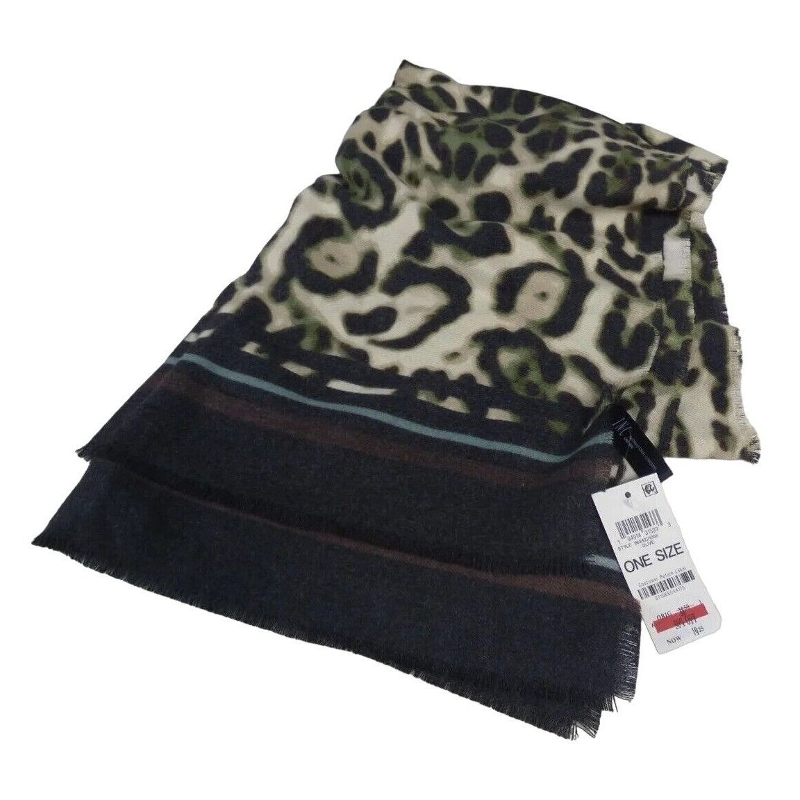 Other Inc International Concepts Striped Leopard-Print Wrap, Olive Size ONE SIZE - 4 Thumbnail